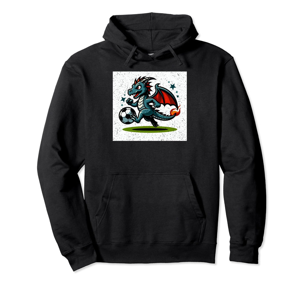 Dragon Loves Soccer Hoodie - Casual Everyday Wear Men Women - T-Shirt, Sweatshirt, Hoodie