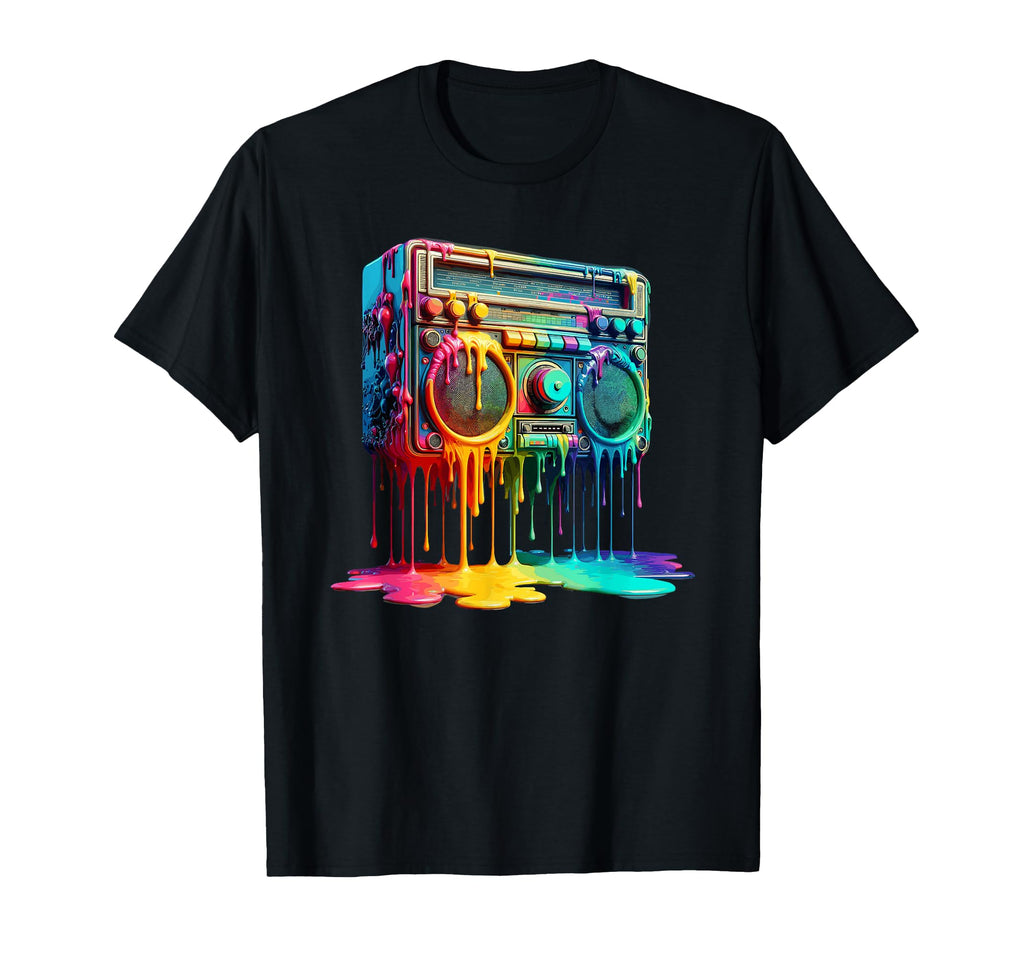 Dripping Paint Boombox Old School 80S T-Shirt - Graphic Print Men Women - T-Shirt, Sweatshirt, Hoodie