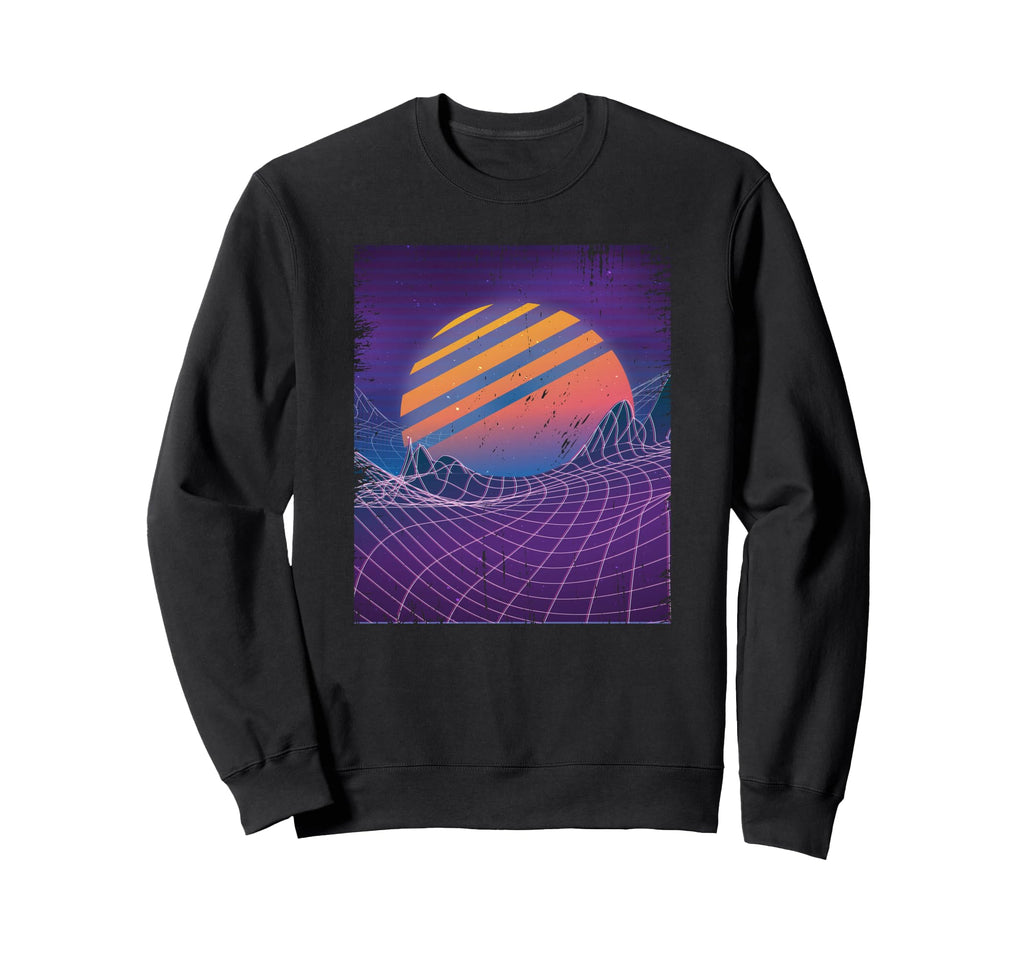 Vaporwave 80S Grid Sunset Synthwave Sweatshirt - Trendy Graphic for Adults - T-Shirt, Sweatshirt, Hoodie