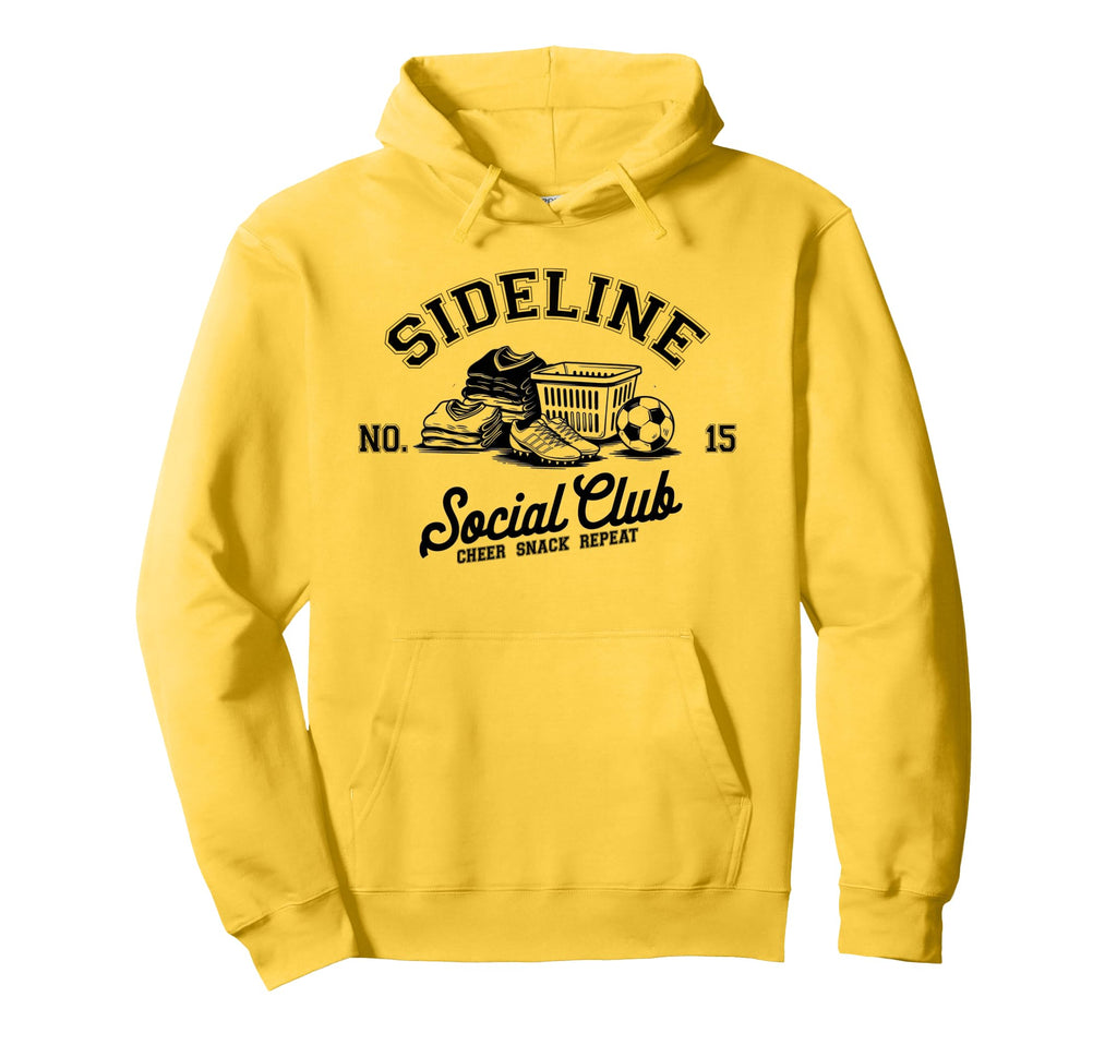 Sideline Social Club Soccer Mom Game Day Hoodie - Trendy Graphic Unisex - T-Shirt, Sweatshirt, Hoodie