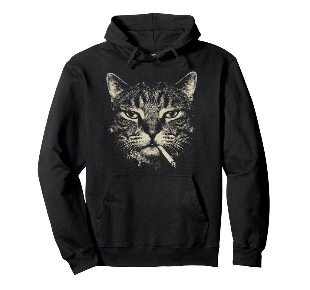 Funny Tabby Cat Smoking Cigarette Meme 90S Hoodie - Unique Graphic Unisex - T-Shirt, Sweatshirt, Hoodie