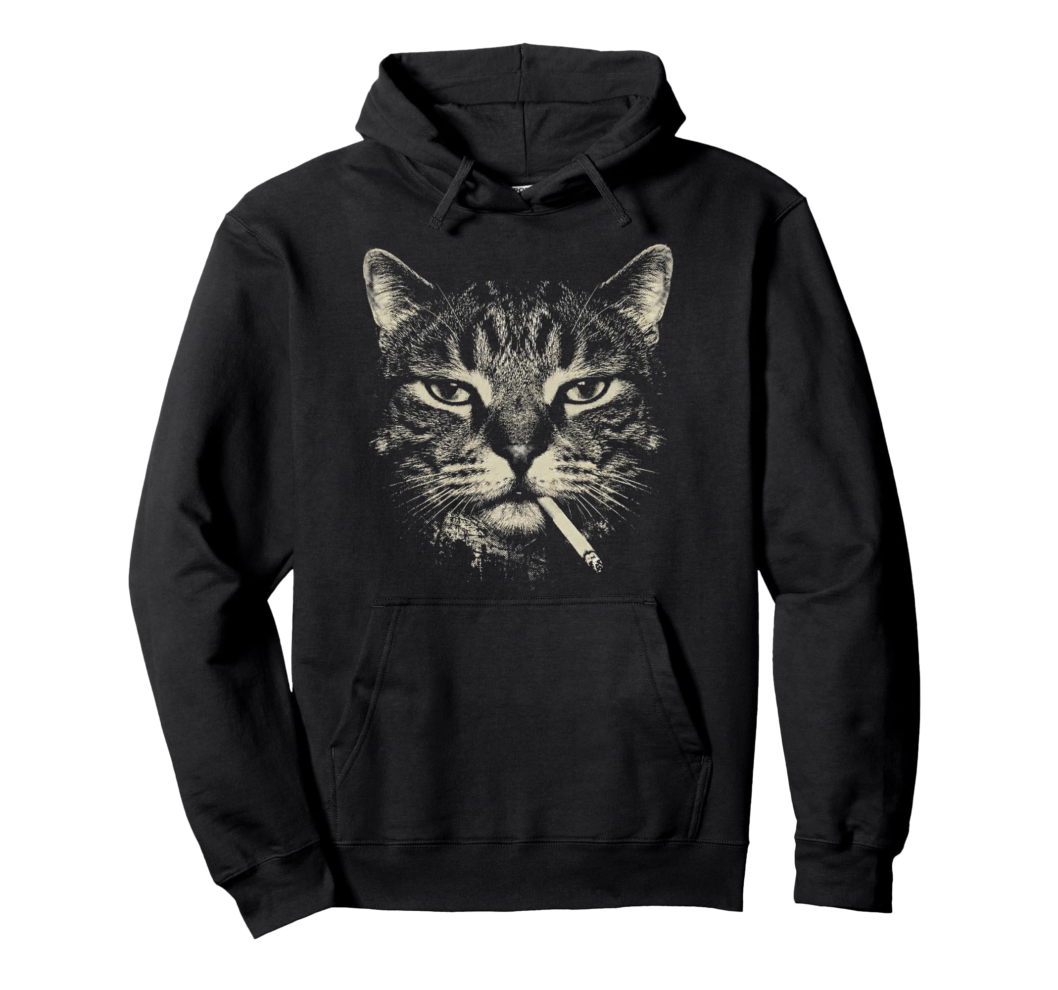 Funny Tabby Cat Smoking Cigarette Meme 90S Hoodie - Unique Graphic Unisex - T-Shirt, Sweatshirt, Hoodie