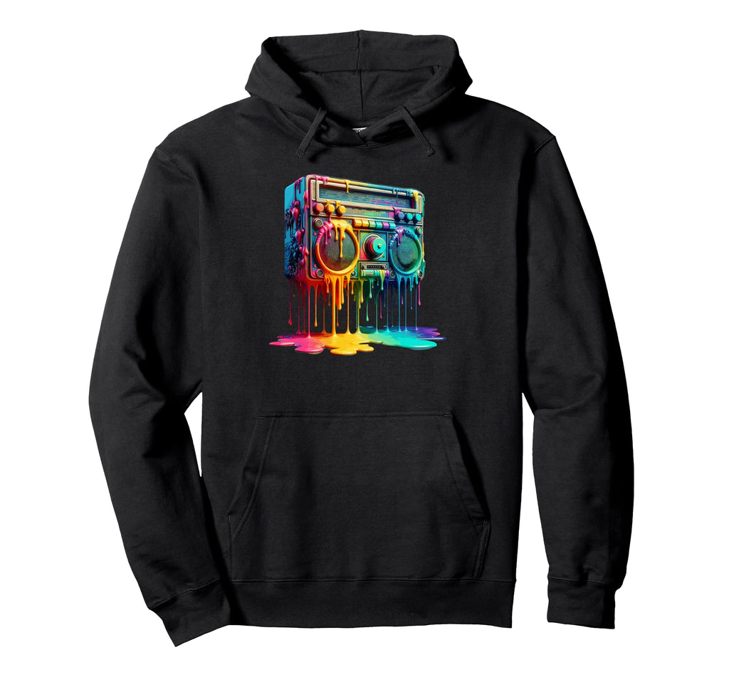 Dripping Paint Boombox Old School 80S Hoodie - Custom Art Print Unisex - T-Shirt, Sweatshirt, Hoodie
