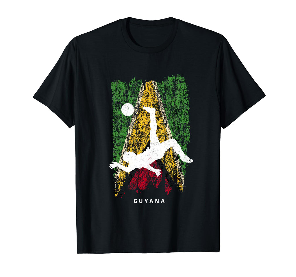 Guyana Flag Soccer Player Silhouette T-Shirt - Minimalist Print Men Women - T-Shirt, Sweatshirt, Hoodie