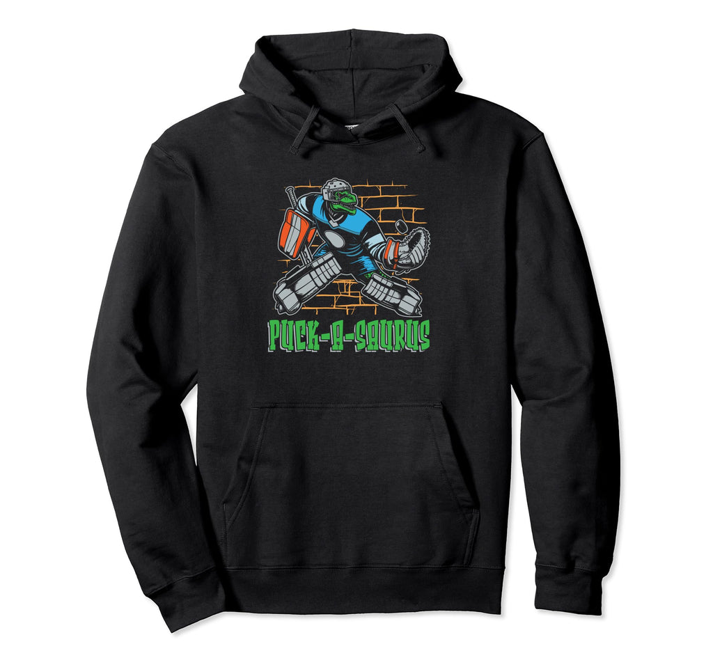 Hockey Goalkeeper T Rex Ice Hockey Hoodie - Novelty Apparel for Adults - T-Shirt, Sweatshirt, Hoodie