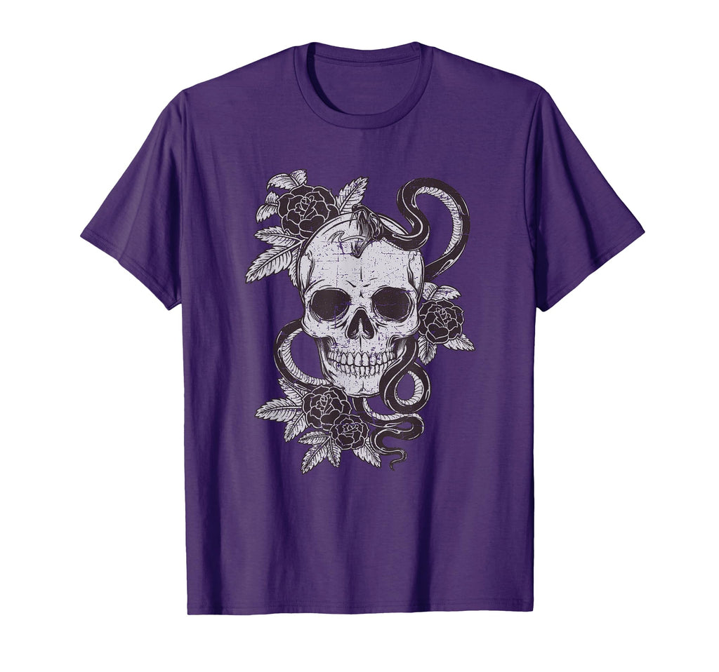 Skull Snake Rose Art Old School Tattoo T-Shirt - Novelty Apparel Unisex - T-Shirt, Sweatshirt, Hoodie