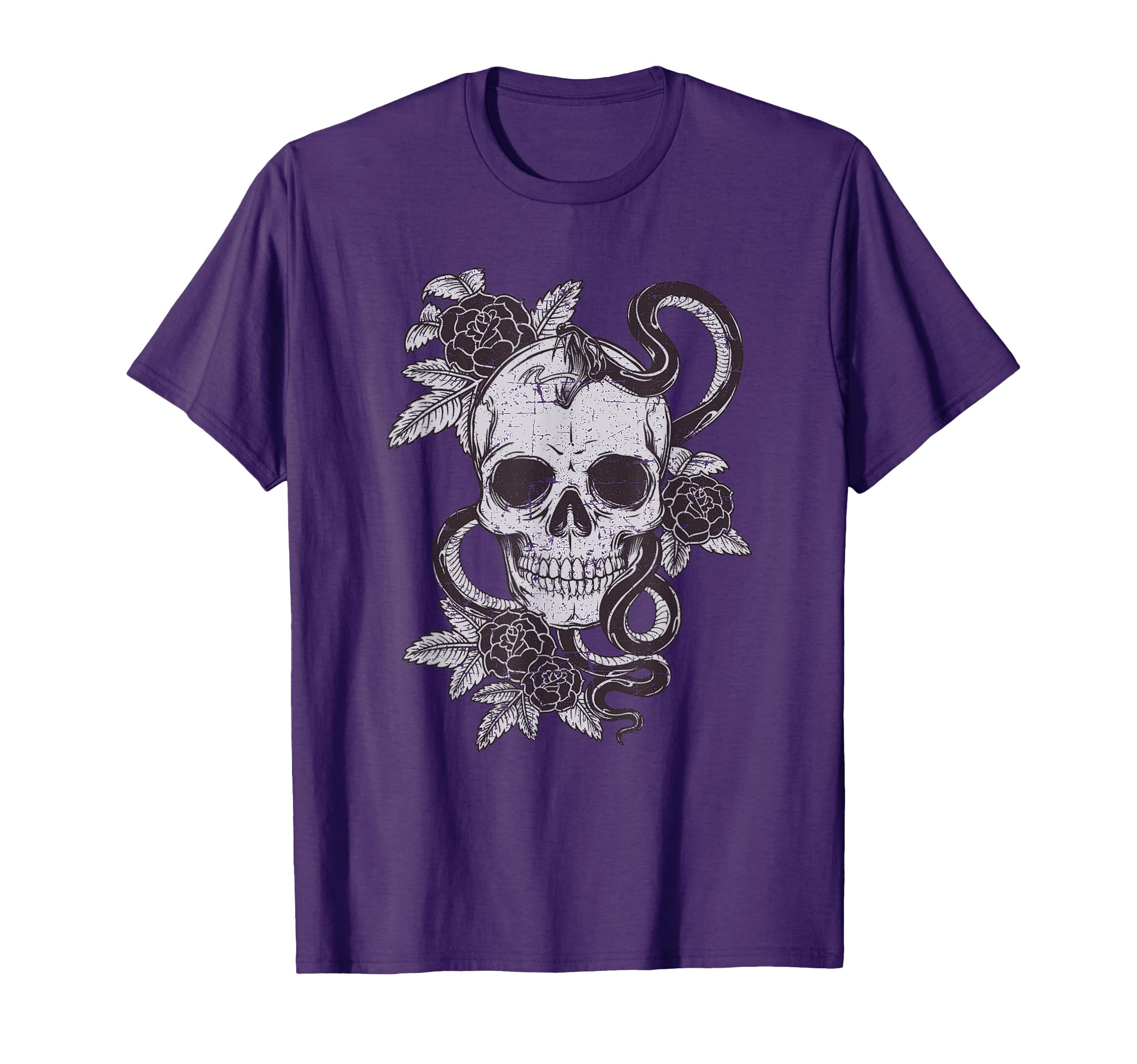 Skull Snake Rose Art Old School Tattoo T-Shirt - Novelty Apparel Unisex - T-Shirt, Sweatshirt, Hoodie