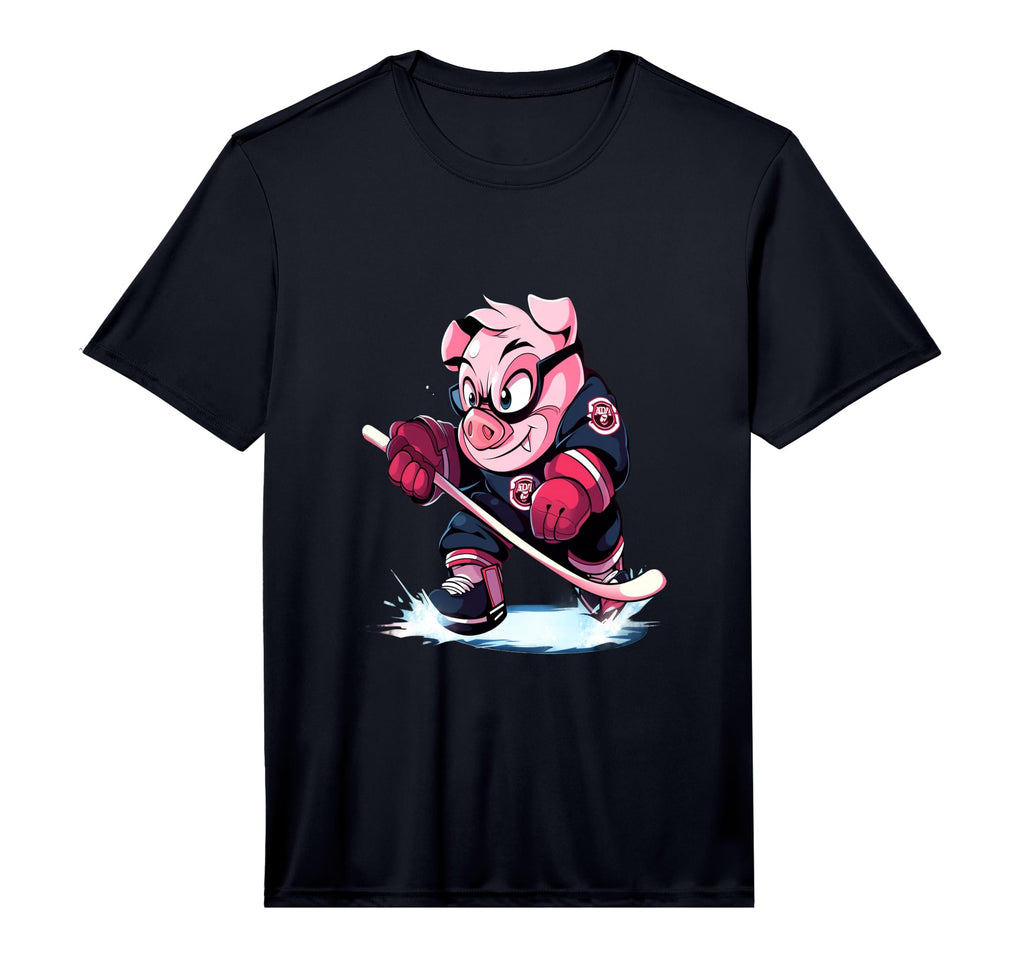 Pig Ice Hockey Player Hockey Stick T-Shirt - Unique Graphic for Adults - T-Shirt, Sweatshirt, Hoodie