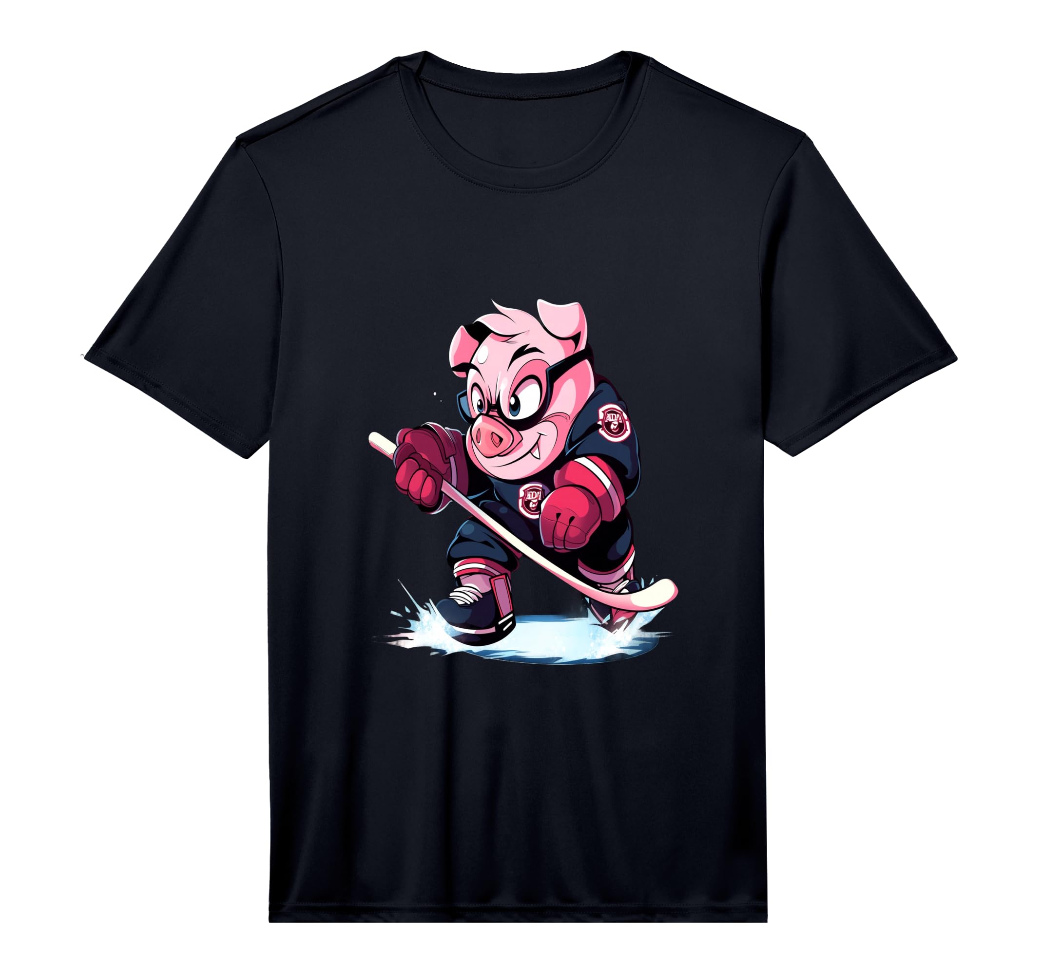 Pig Ice Hockey Player Hockey Stick T-Shirt - Unique Graphic for Adults - T-Shirt, Sweatshirt, Hoodie