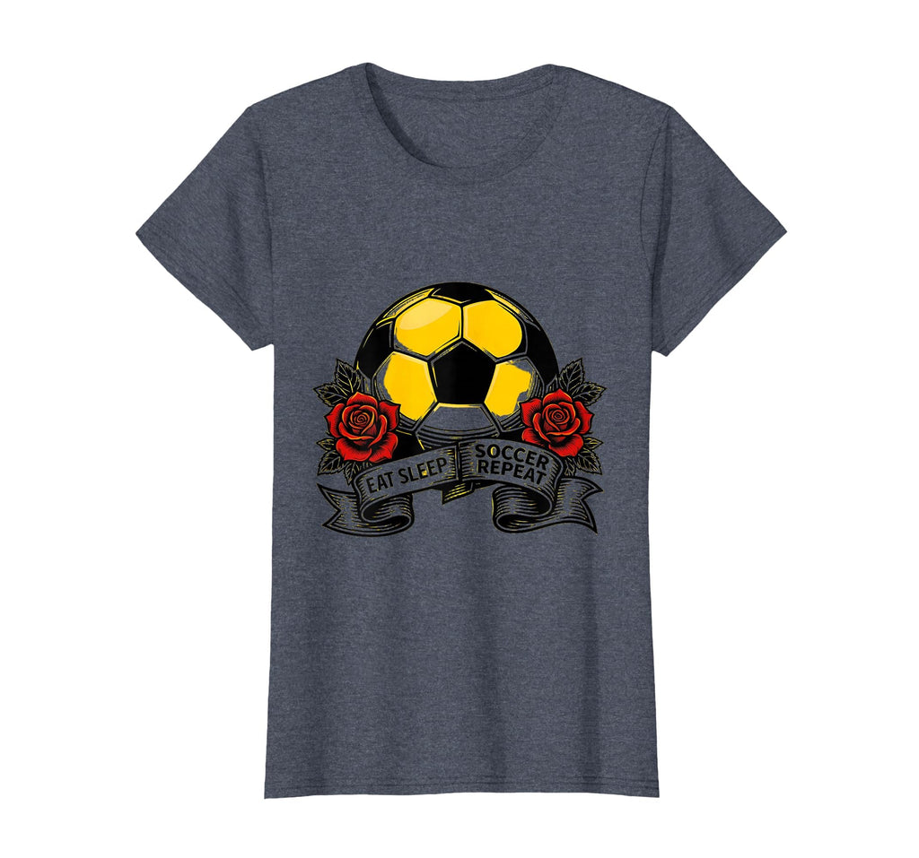 Eat Sleep Soccer Repeat Fan T-Shirt - Aesthetic Graphic Unisex - T-Shirt, Sweatshirt, Hoodie