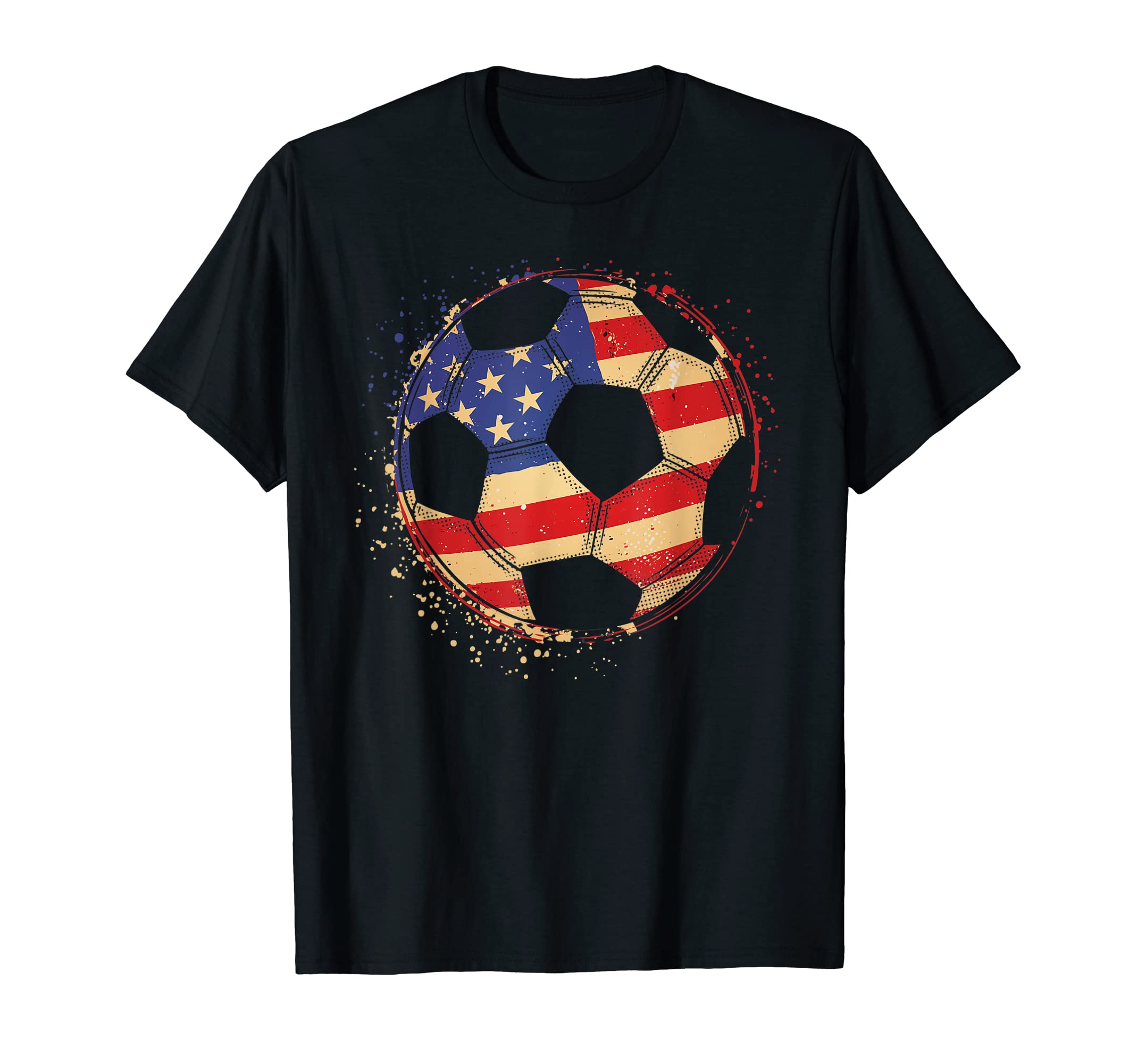 American Flag Soccer Ball United States T-Shirt - Aesthetic Graphic Unisex - T-Shirt, Sweatshirt, Hoodie