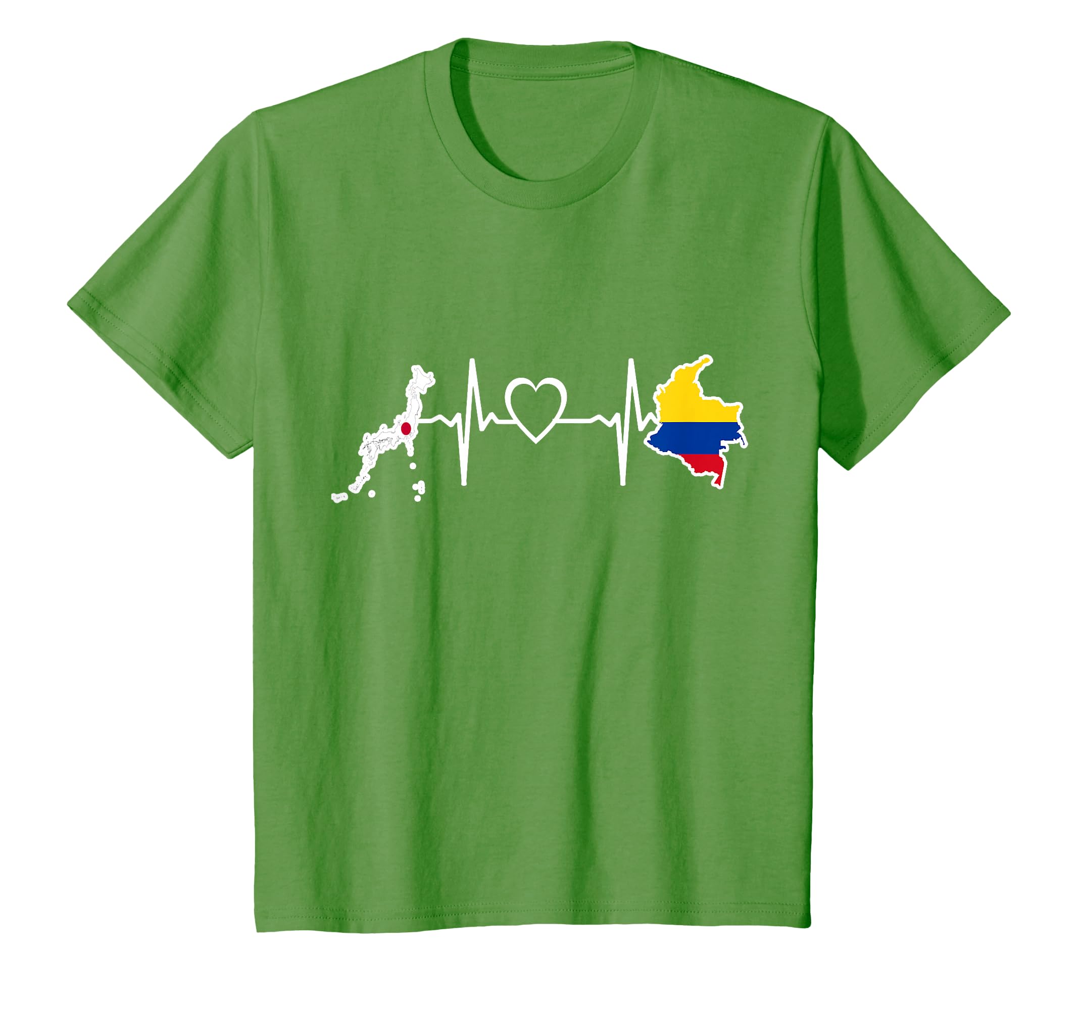 Colombia Japan Heartbeat Colombian T-Shirt - Graphic Print for Adults - T-Shirt, Sweatshirt, Hoodie