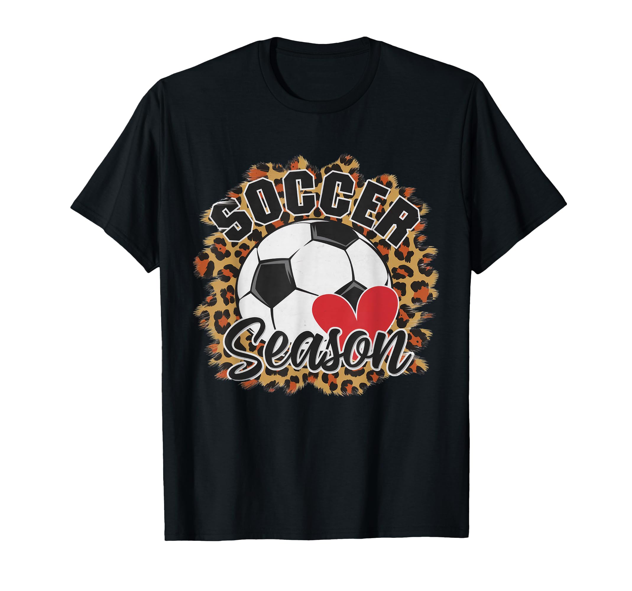 Soccer Season Leopard Heart Sport T-Shirt - Aesthetic Graphic Men Women - T-Shirt, Sweatshirt, Hoodie
