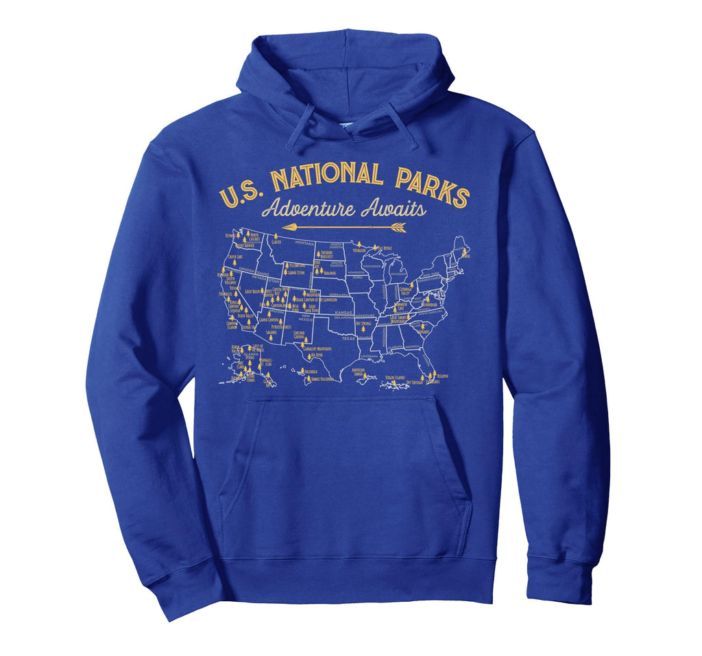 National Parks Map Camping Hiking Hoodie - Casual Everyday Wear Men Women - T-Shirt, Sweatshirt, Hoodie