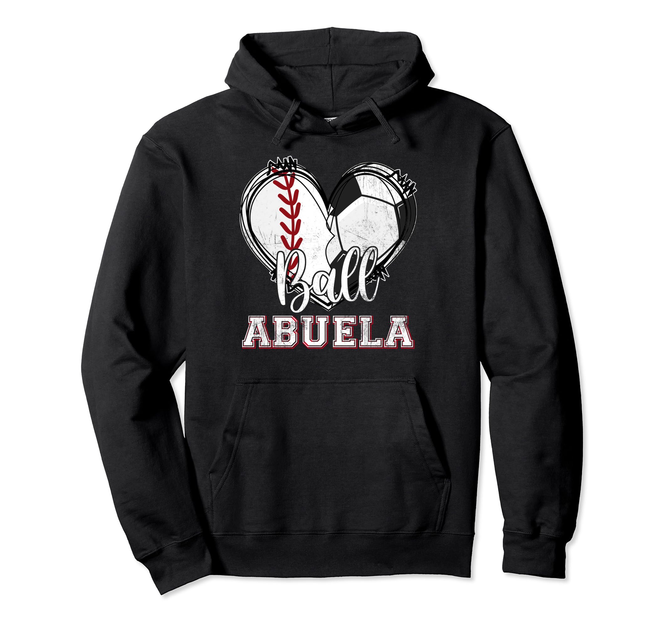 Ball Abuela Baseball Soccer Heart Hoodie - Unique Graphic for Adults - T-Shirt, Sweatshirt, Hoodie