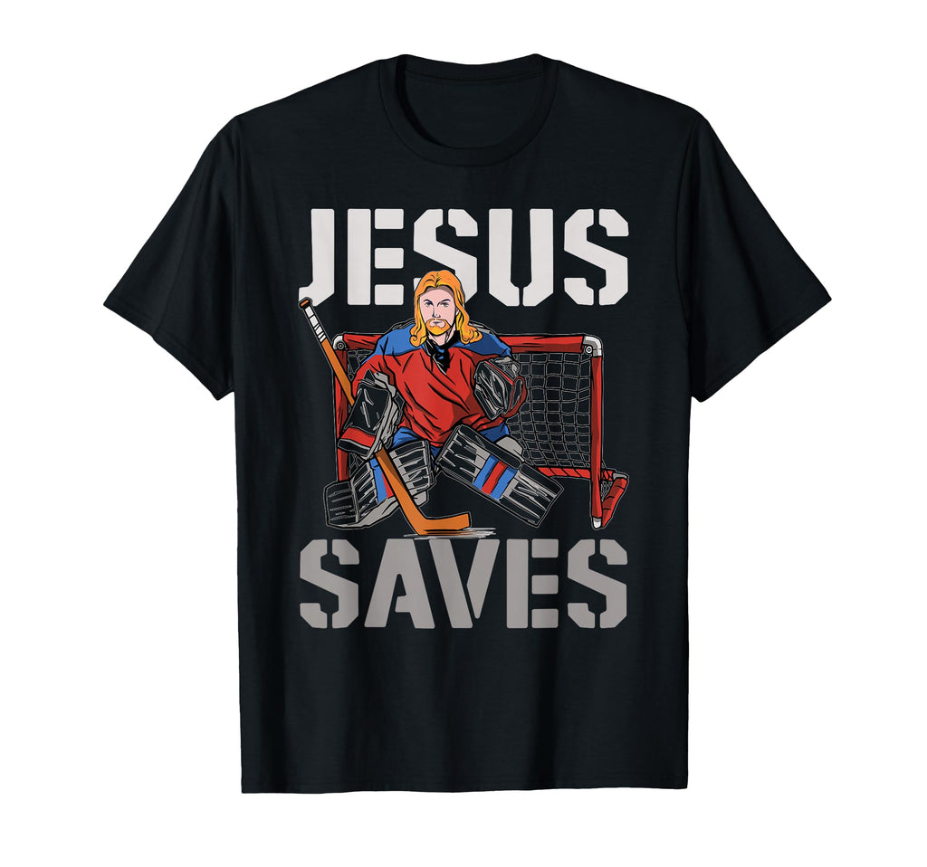 Ice Hockey Goalie Goalkeeper Jesus T-Shirt - Fun Novelty Design for Adults - T-Shirt, Sweatshirt, Hoodie
