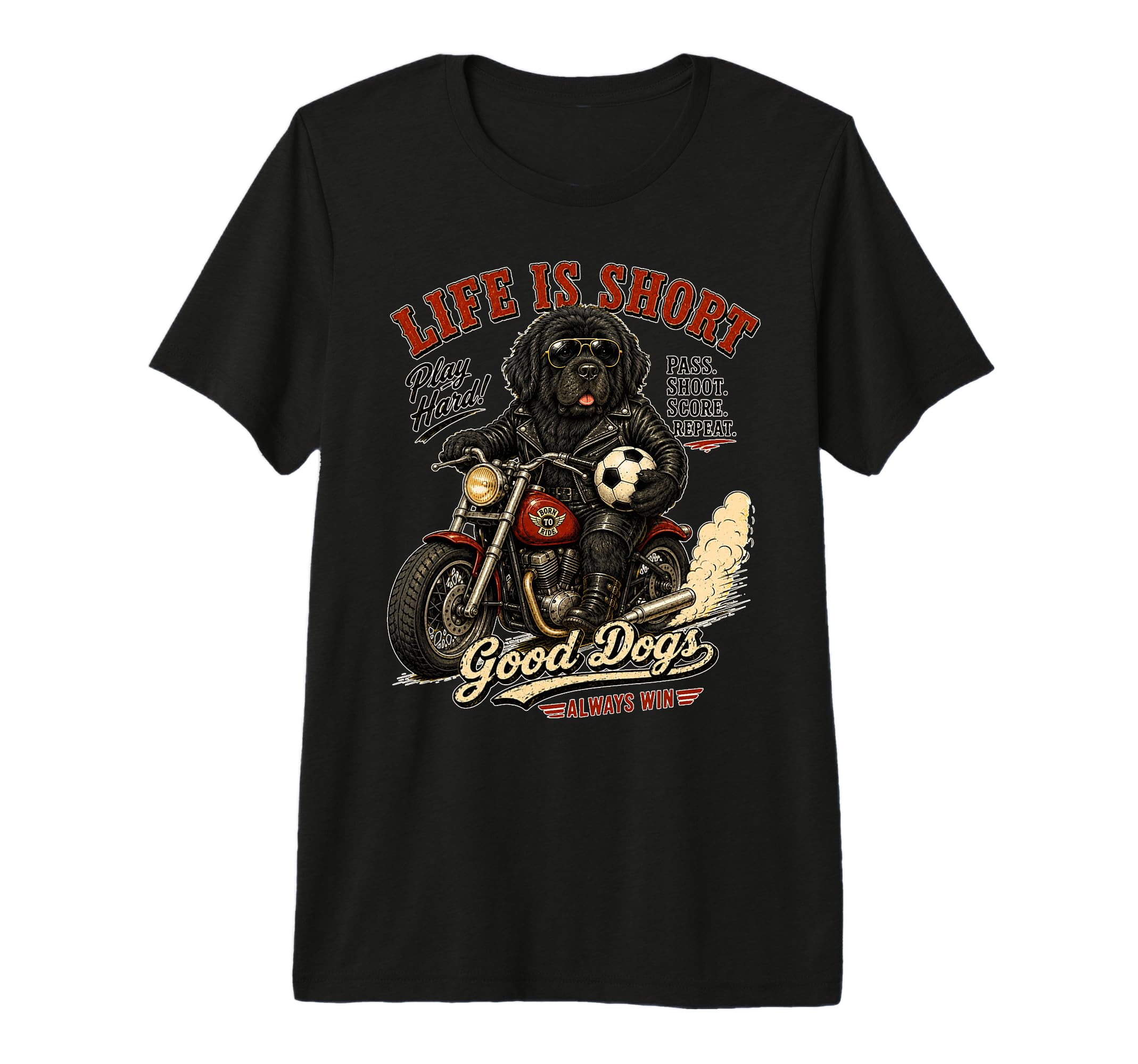 Newfoundland Motorbike Love Footbal T-Shirt - Minimalist Print for Adults - T-Shirt, Sweatshirt, Hoodie