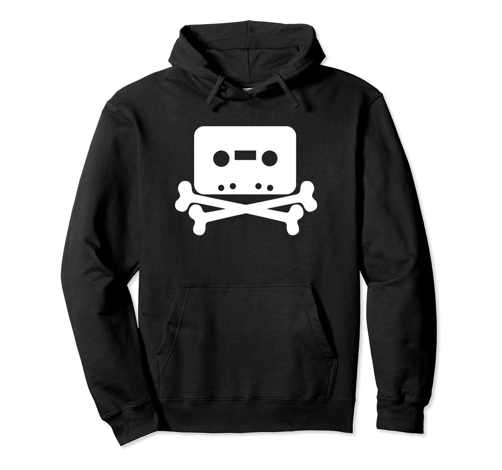 Cassette Tape Skull And Cross Bones Hoodie - Graphic Print Men Women - T-Shirt, Sweatshirt, Hoodie