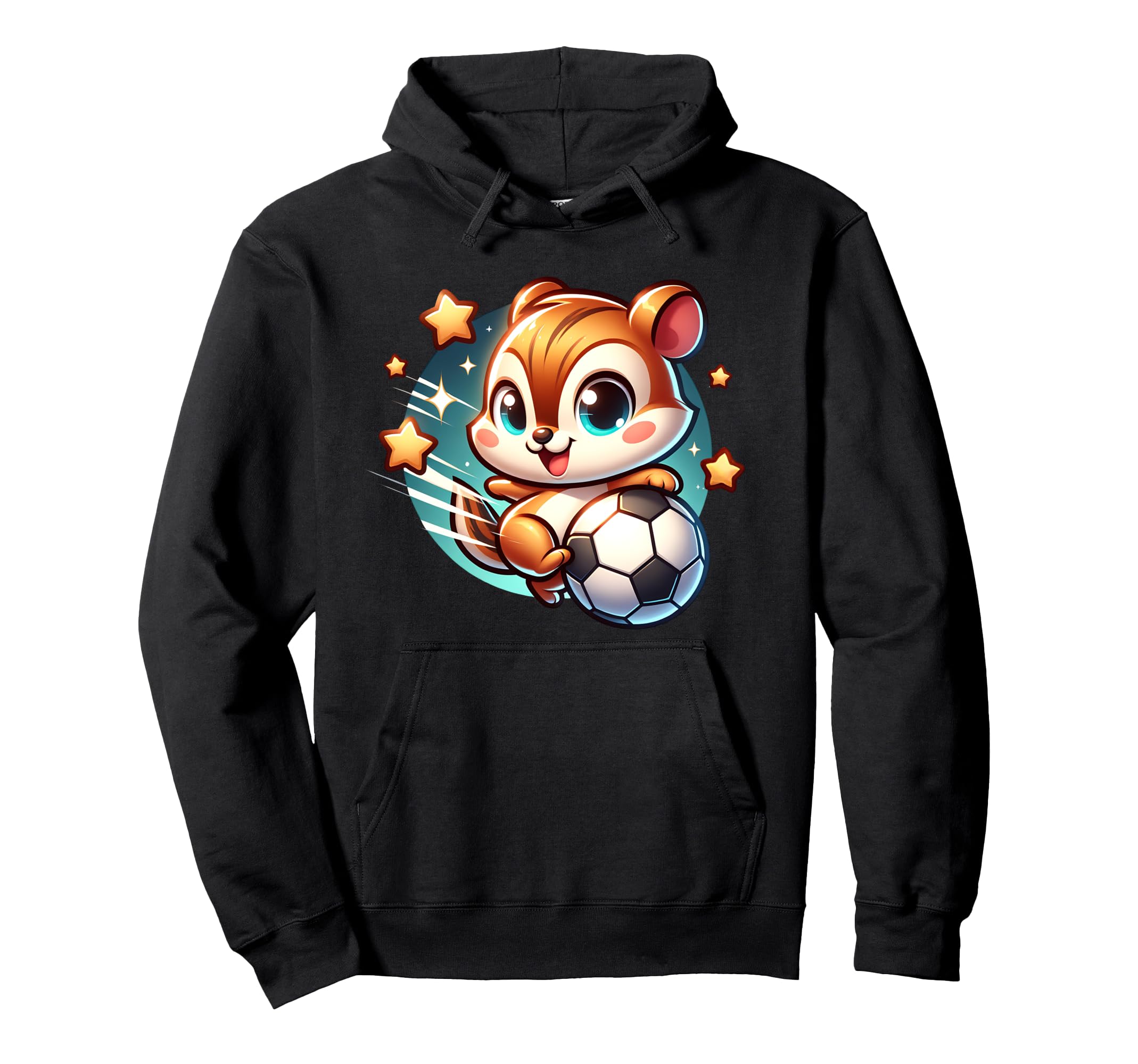 Soccer Player Chipmunk Kicking Soccer Ball Hoodie - Graphic Print Unisex - T-Shirt, Sweatshirt, Hoodie