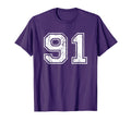 Number 91 Distressed Ninety One Sports T-Shirt - Trendy Graphic Unisex - T-Shirt, Sweatshirt, Hoodie