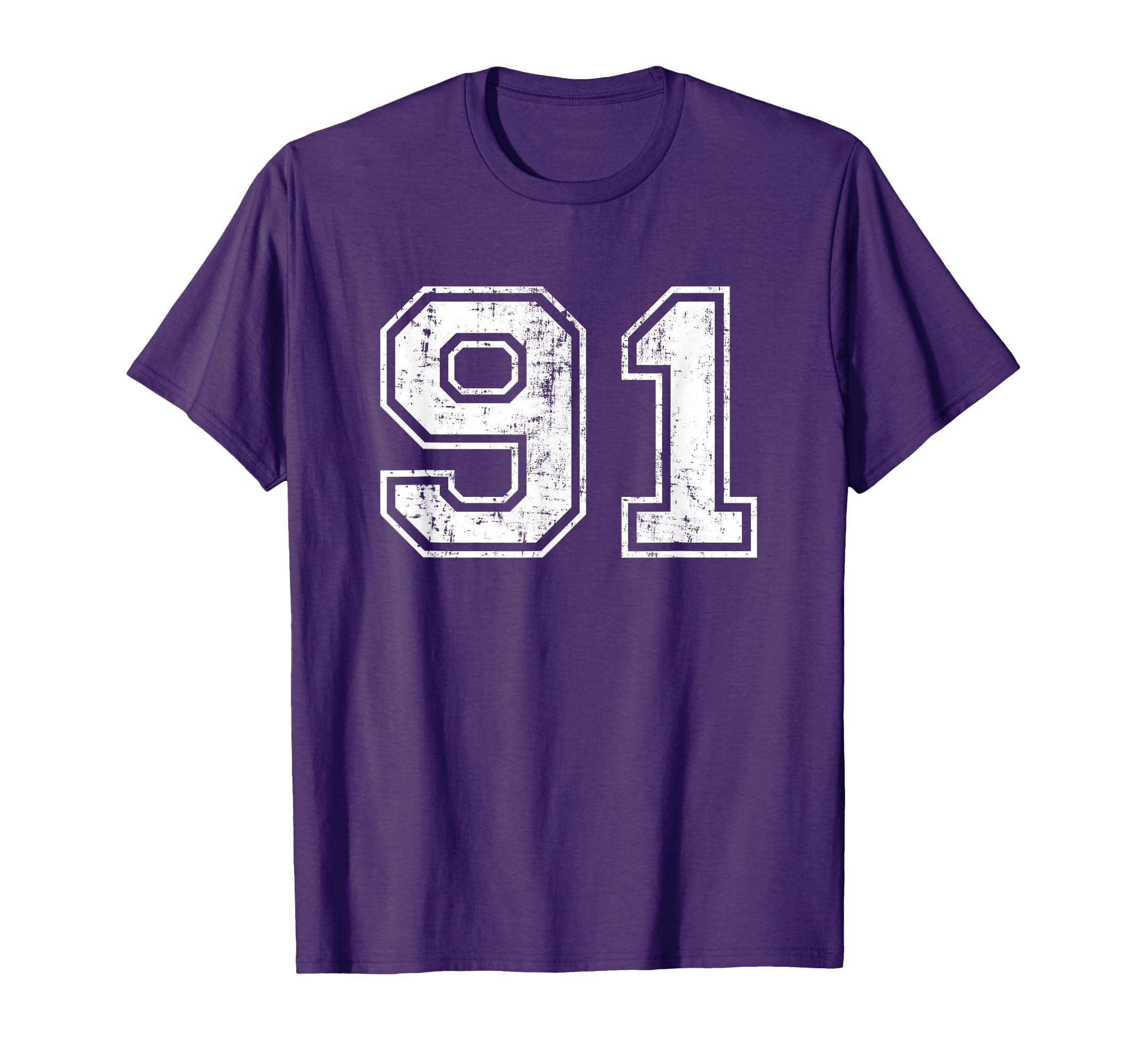 Number 91 Distressed Ninety One Sports T-Shirt - Trendy Graphic Unisex - T-Shirt, Sweatshirt, Hoodie