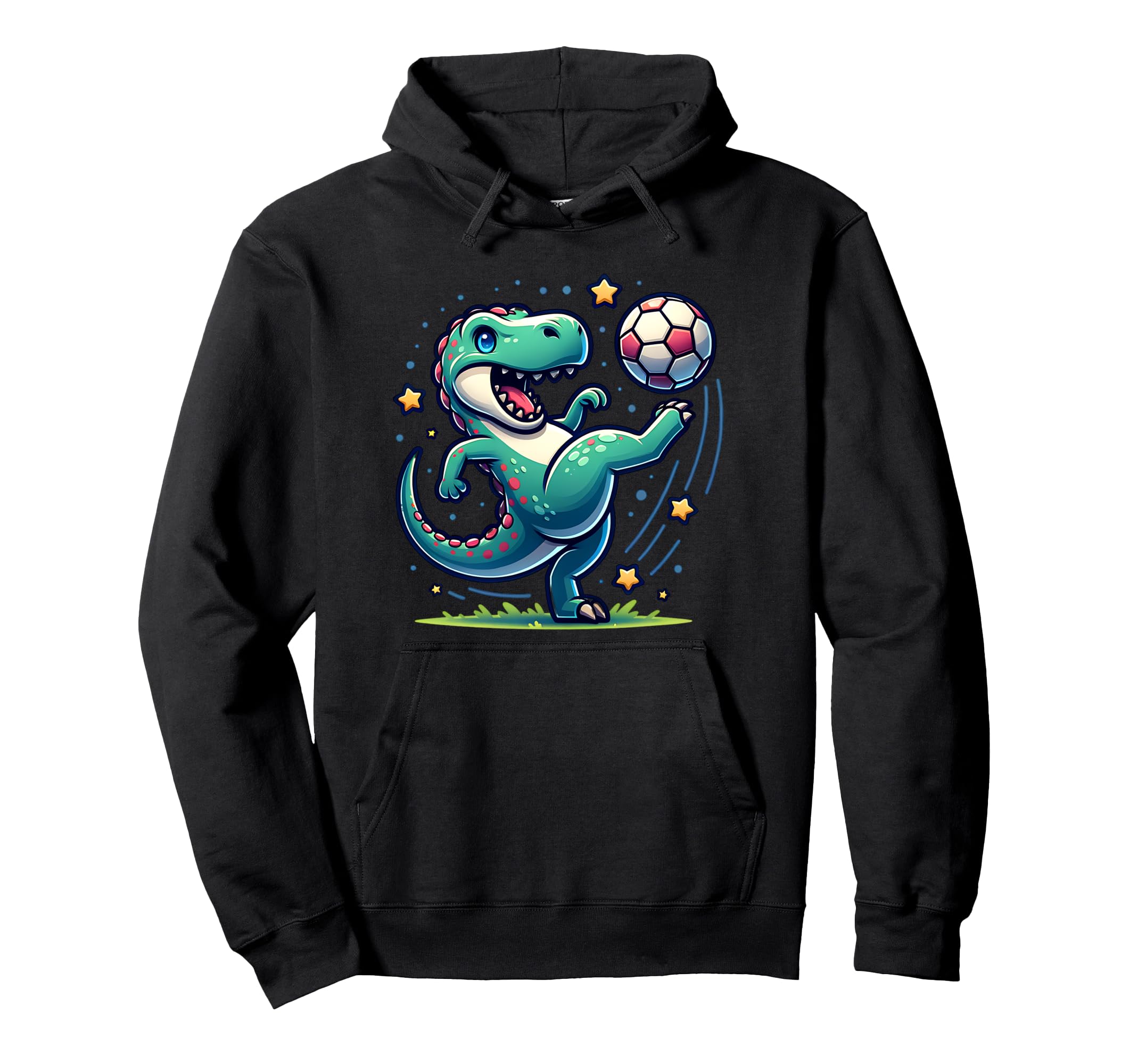 T Rex Dinosaur Soccer Player Kicking Hoodie - Aesthetic Graphic Men Women - T-Shirt, Sweatshirt, Hoodie