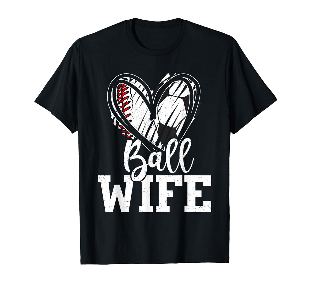 Ball Wife Heart Baseball Soccer Ball Sweatshirt - Novelty Apparel Men Women - T-Shirt, Sweatshirt, Hoodie