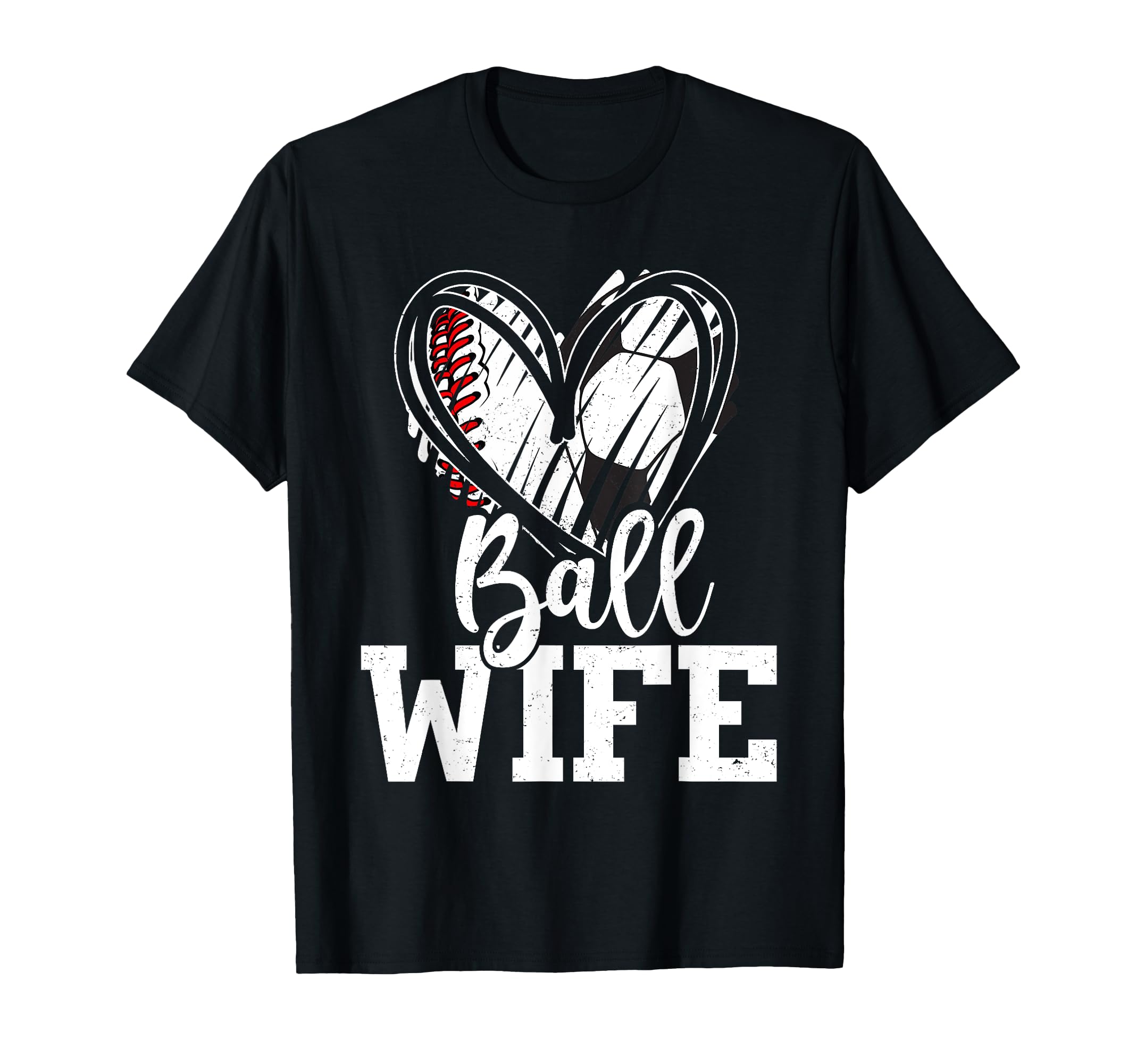 Ball Wife Heart Baseball Soccer Ball Sweatshirt - Novelty Apparel Men Women - T-Shirt, Sweatshirt, Hoodie