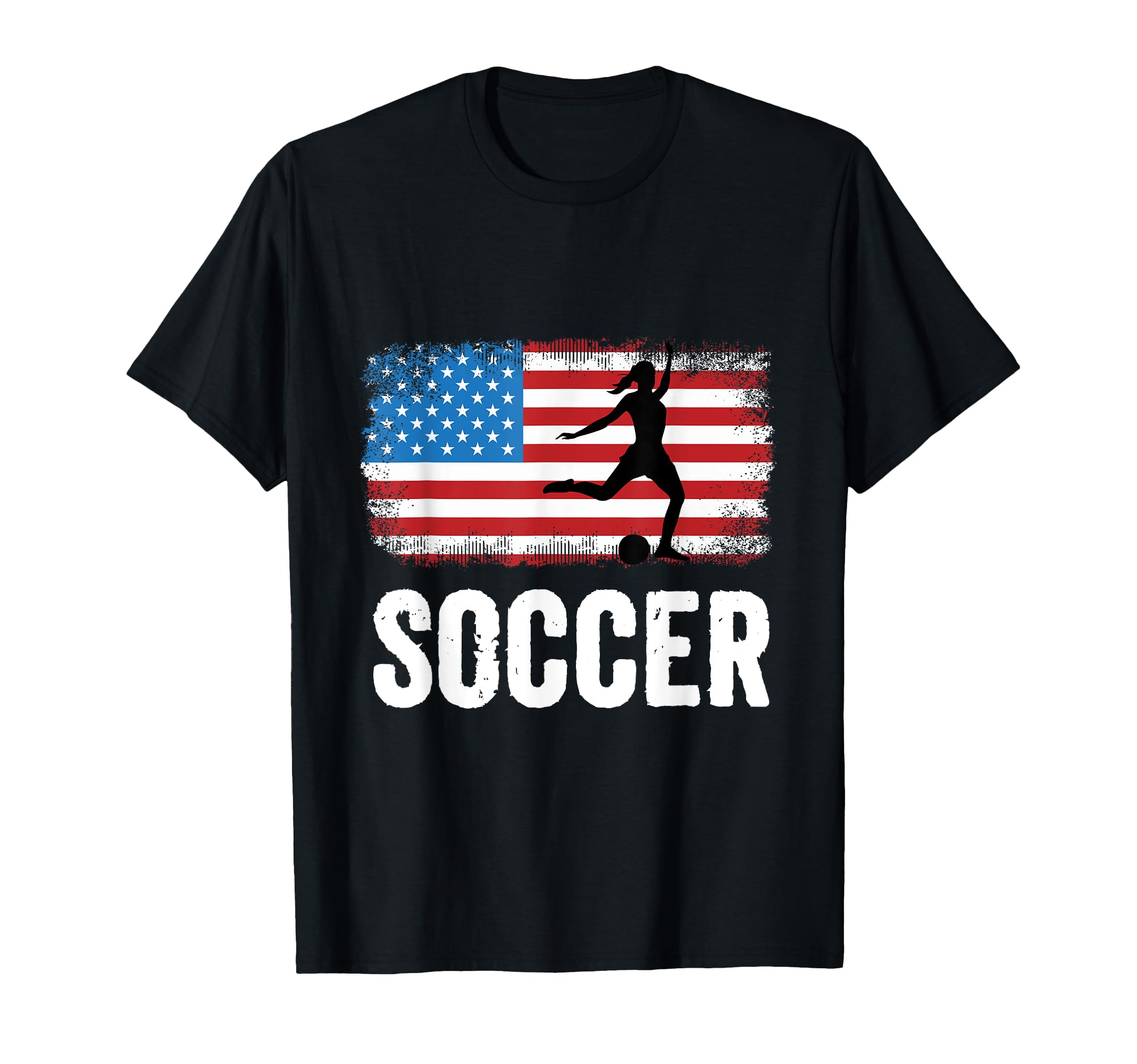 American Flag Soccer Usa Distressed T-Shirt - Trendy Graphic for Adults - T-Shirt, Sweatshirt, Hoodie