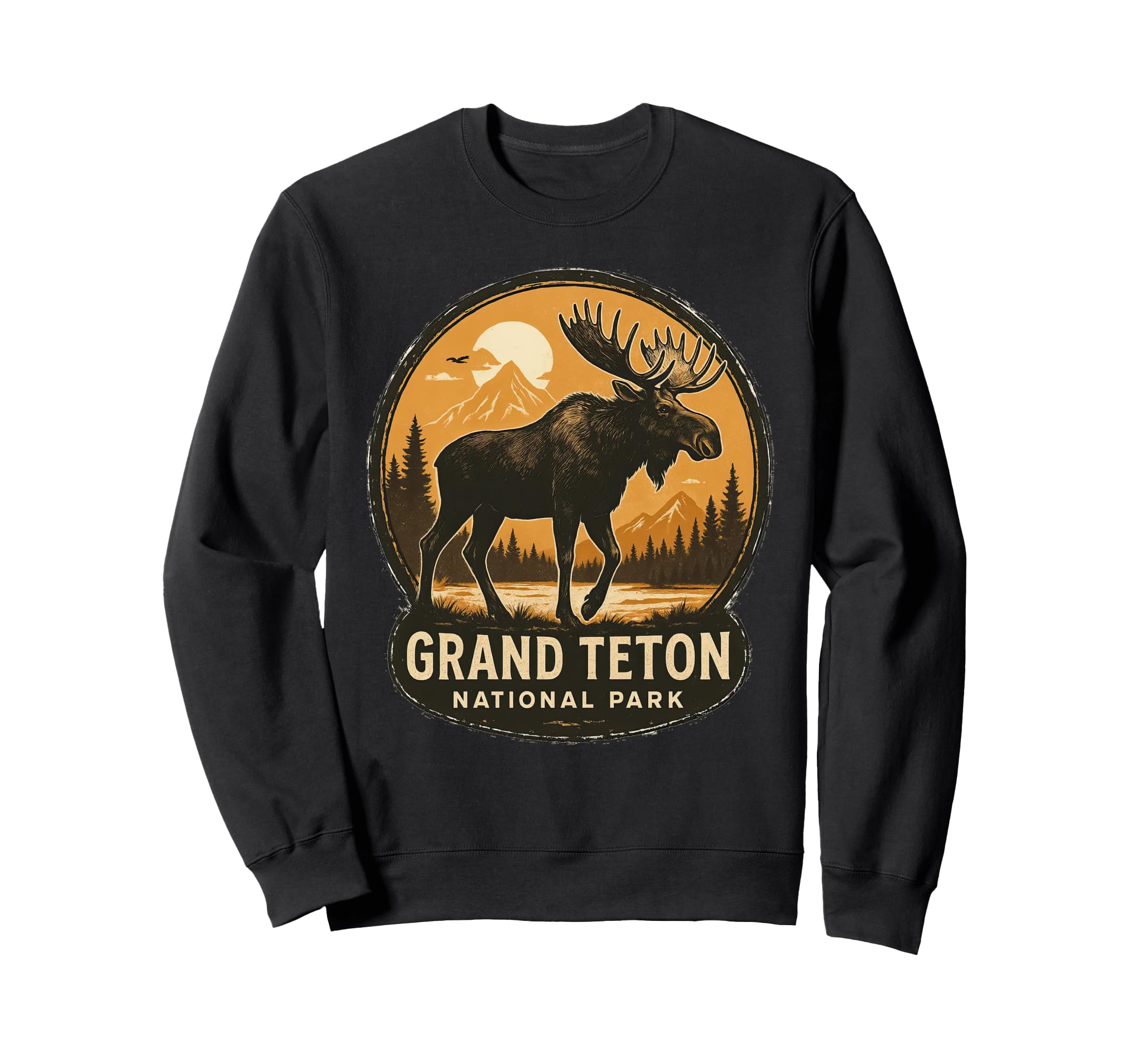 Grand Teton National Park Moose Sweatshirt - Graphic Print Men Women - T-Shirt, Sweatshirt, Hoodie