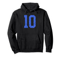 Distressed Royal Blue Number 10 Jersey Hoodie - Novelty Apparel for Adults - T-Shirt, Sweatshirt, Hoodie