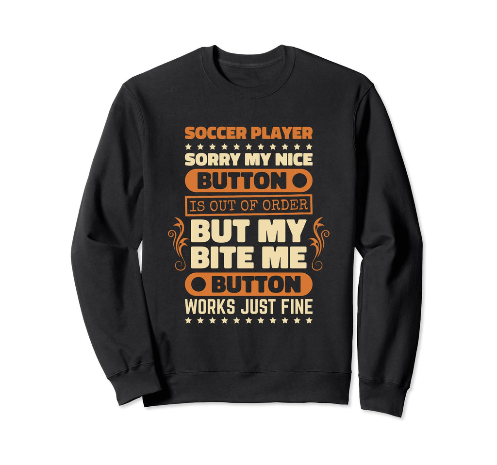 Bite Button Works Soccer Players Sweatshirt - Custom Art Print for Adults - T-Shirt, Sweatshirt, Hoodie