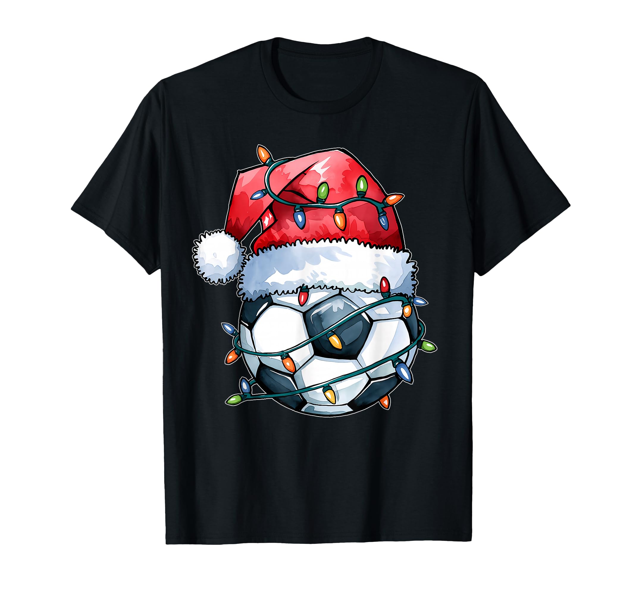Soccer Funny Holiday Soccer Santa Hat T-Shirt - Unique Graphic for Adults - T-Shirt, Sweatshirt, Hoodie