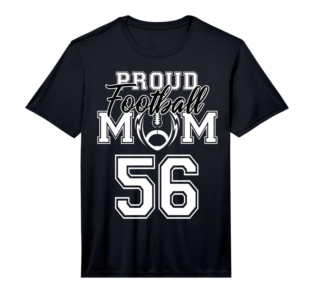 Custom Proud Football Mom Number 56 T-Shirt - Fun Novelty Design Unisex - T-Shirt, Sweatshirt, Hoodie