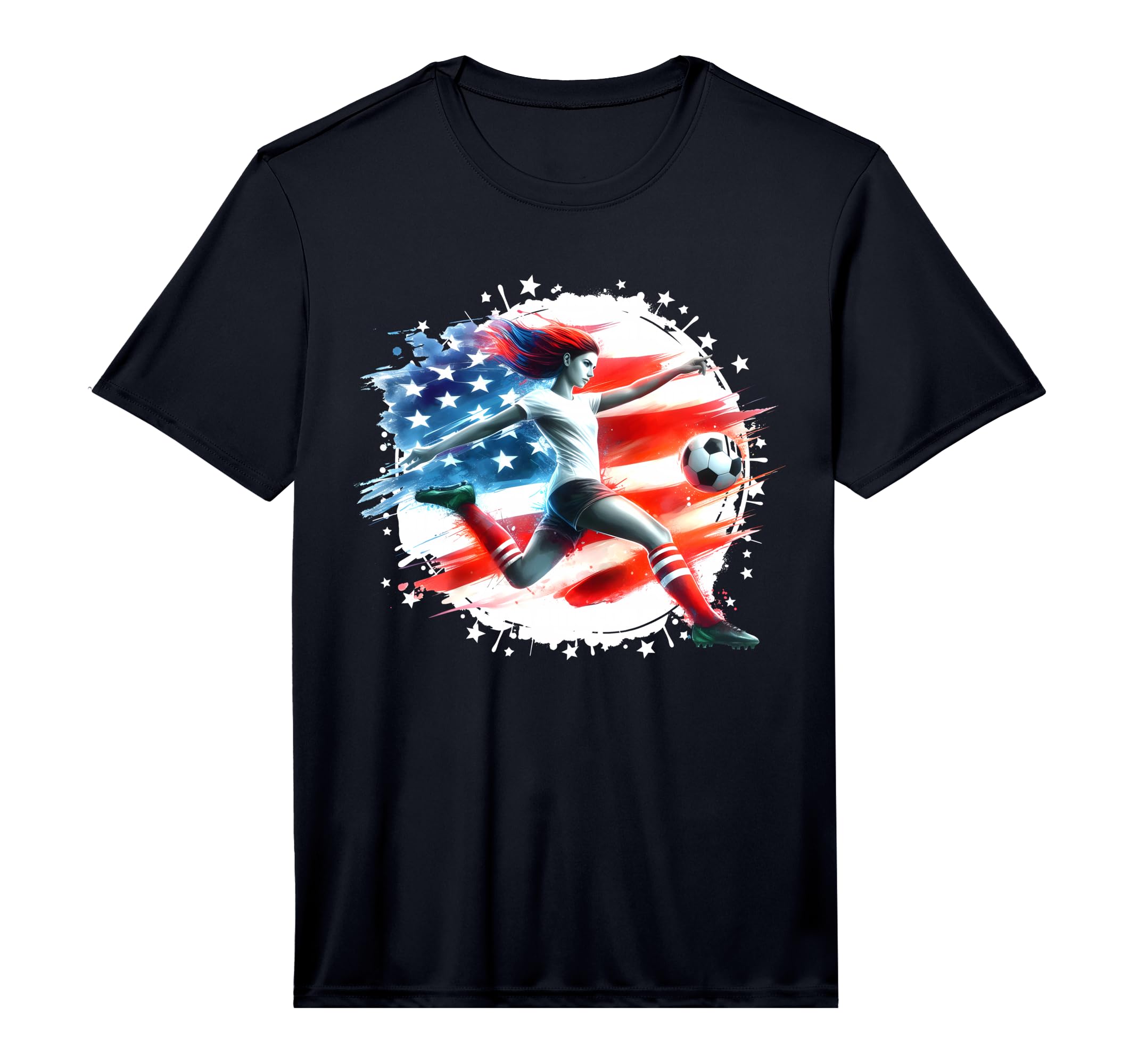 American Flag Soccer Player Womens T-Shirt - Minimalist Print Unisex - T-Shirt, Sweatshirt, Hoodie
