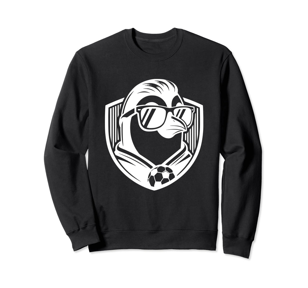 White Silhouette Penguin Soccer Ball Sweatshirt - Graphic Print for Adults - T-Shirt, Sweatshirt, Hoodie