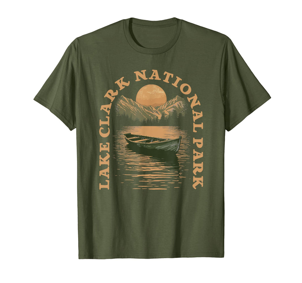 Lake Clark National Park Boat Lake T-Shirt - Fun Novelty Design for Adults - T-Shirt, Sweatshirt, Hoodie
