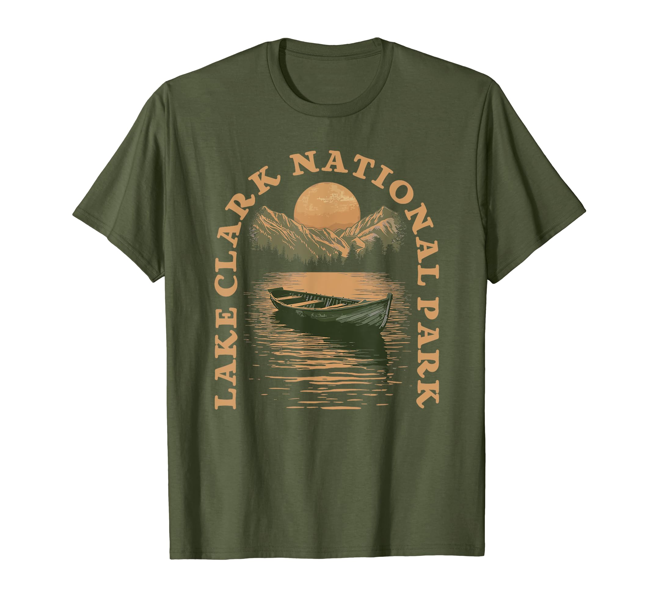 Lake Clark National Park Boat Lake T-Shirt - Fun Novelty Design for Adults - T-Shirt, Sweatshirt, Hoodie