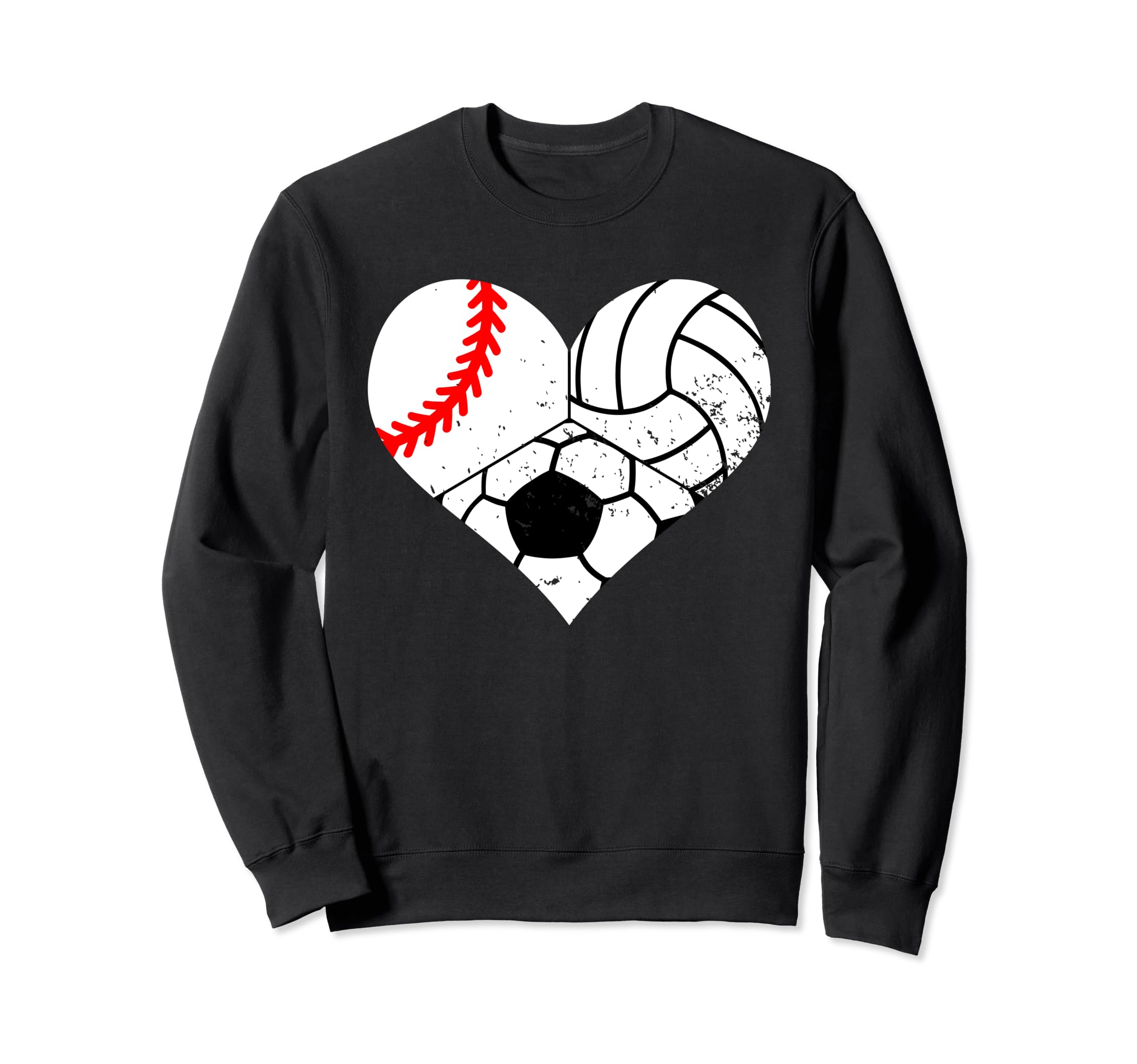 Baseball Volleyball Soccer Heart Sweatshirt - Custom Art Print Men Women - T-Shirt, Sweatshirt, Hoodie