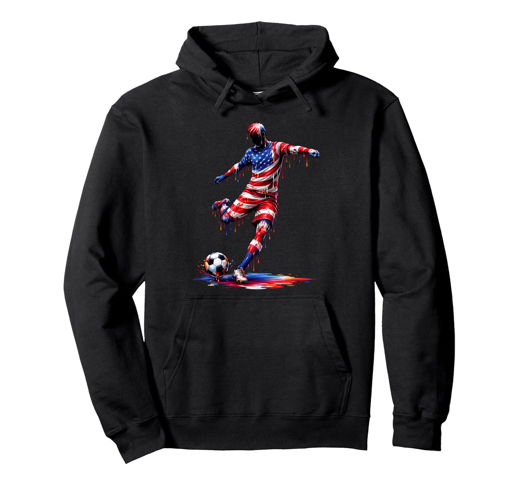 Soccer Drip American Flag 4Th July Hoodie - Casual Everyday Wear Unisex - T-Shirt, Sweatshirt, Hoodie