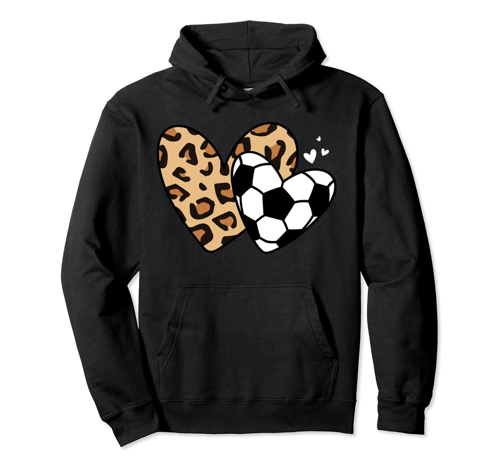 Soccer Heart Leopard Heart Funny Sport Hoodie - Graphic Print Unisex - T-Shirt, Sweatshirt, Hoodie