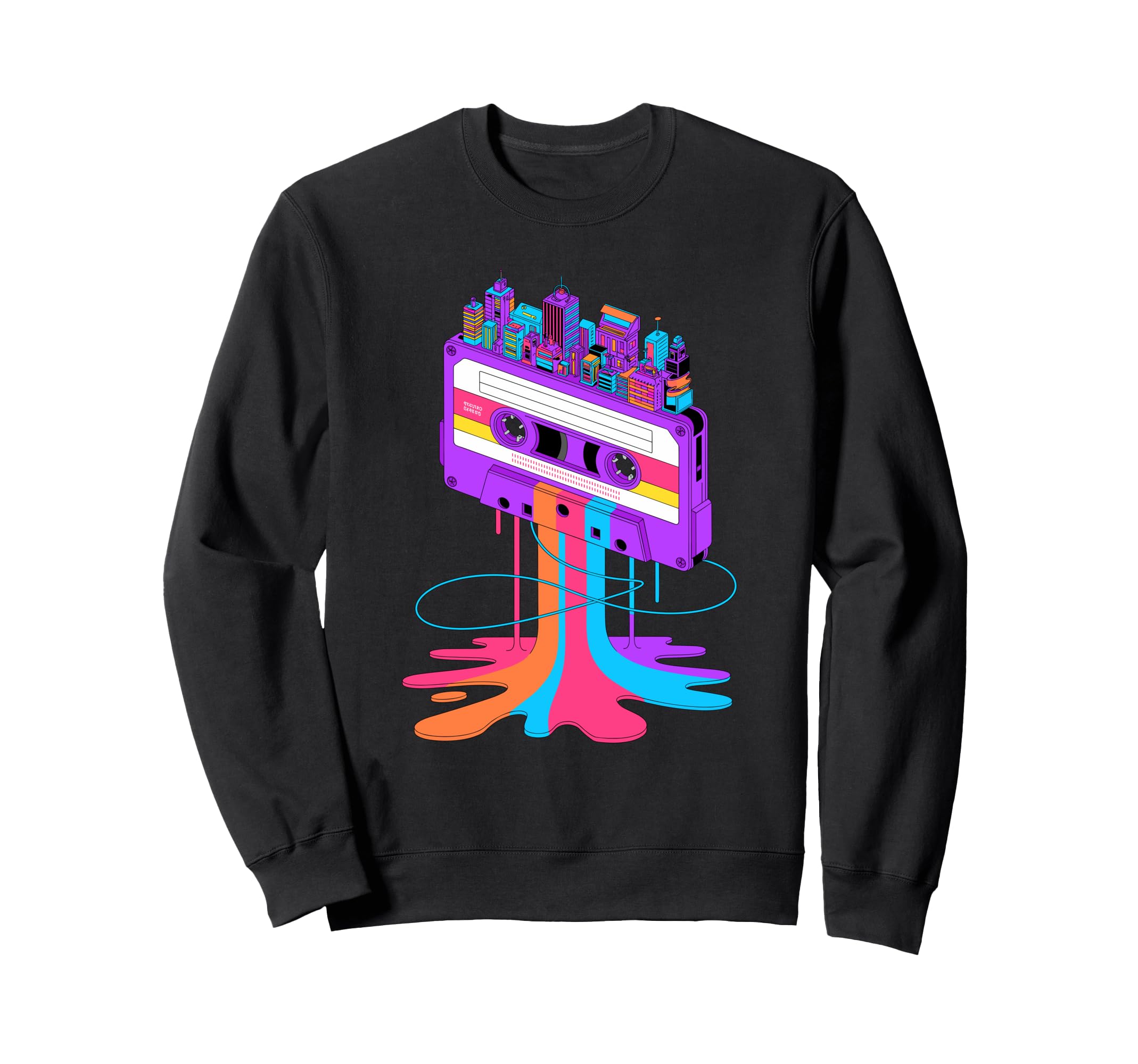 Dripping Paint Art Cassette Sweatshirt - Fun Novelty Design for Adults - T-Shirt, Sweatshirt, Hoodie