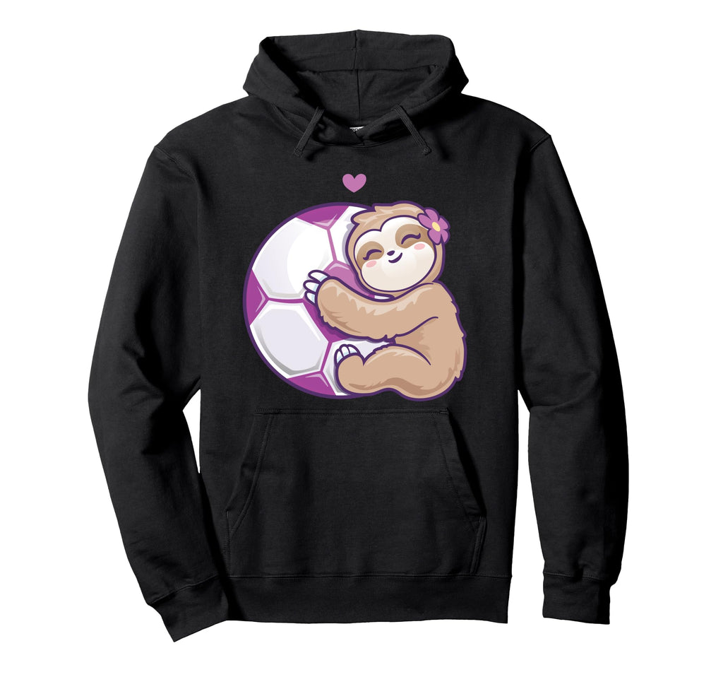 Soccer Purple Football Sloth Hoodie - Casual Everyday Wear Men Women - T-Shirt, Sweatshirt, Hoodie
