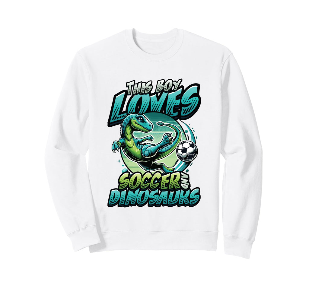 This Loves Soccer And Dinosaurs Sweatshirt - Aesthetic Graphic Men Women - T-Shirt, Sweatshirt, Hoodie