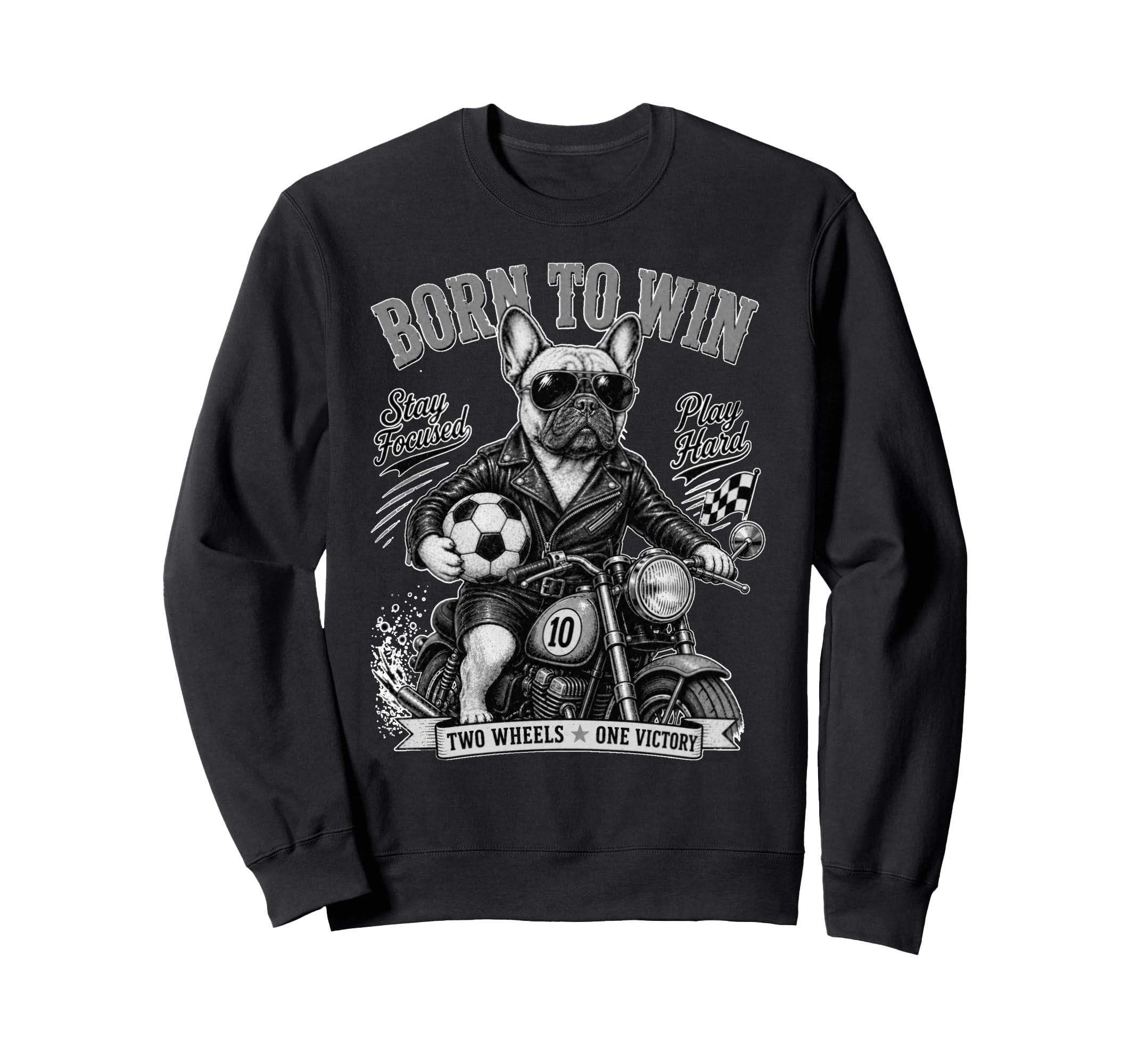 French Bulldog Ride Motorbike Love Sweatshirt - Custom Art Print Unisex - T-Shirt, Sweatshirt, Hoodie