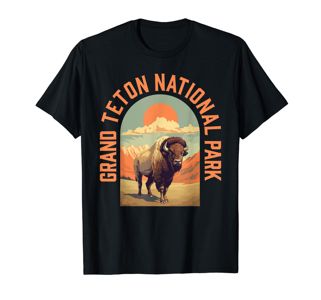 Grand Tetons National Park Bison T-Shirt - Minimalist Print for Adults - T-Shirt, Sweatshirt, Hoodie