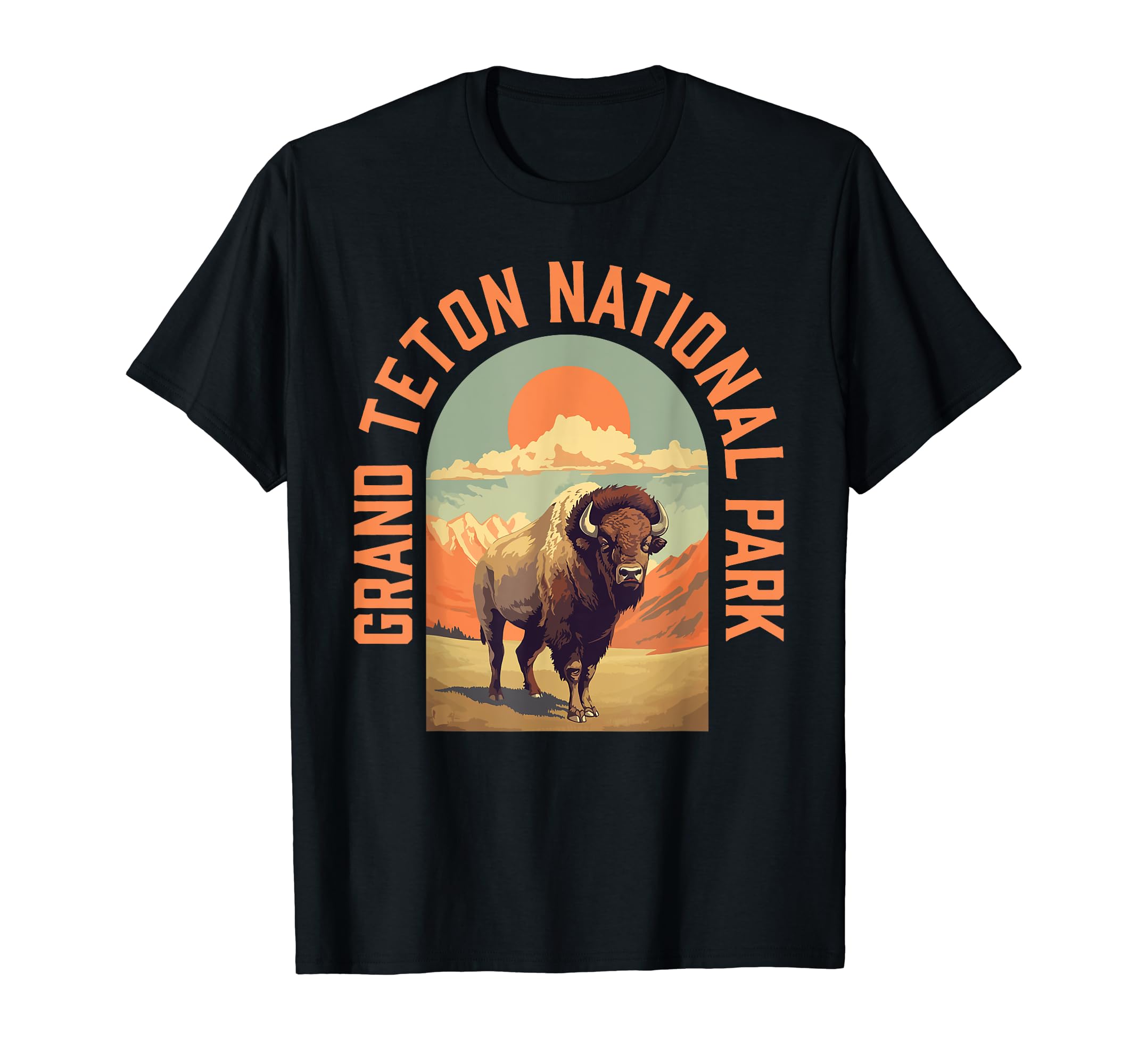 Grand Tetons National Park Bison T-Shirt - Minimalist Print for Adults - T-Shirt, Sweatshirt, Hoodie