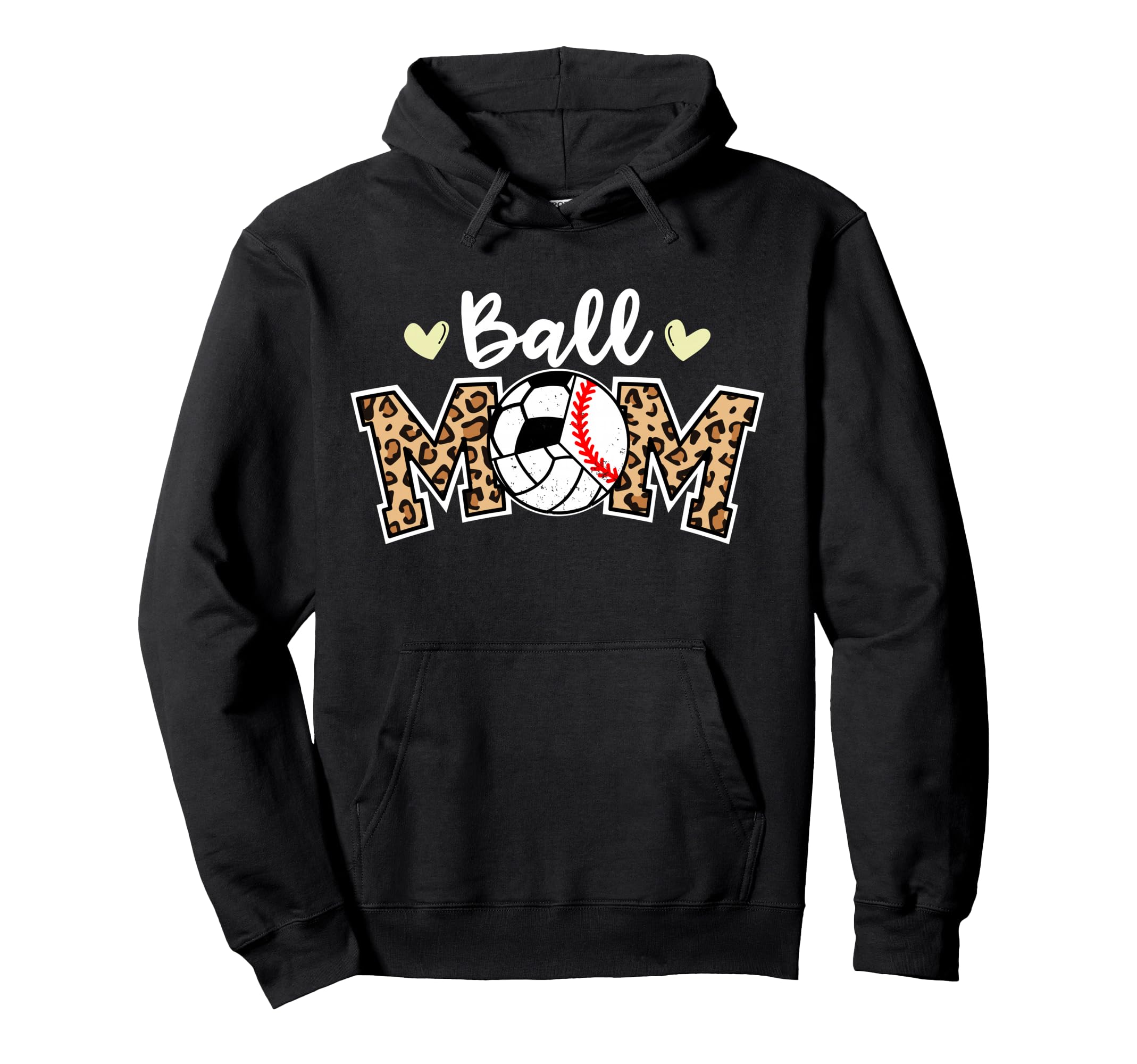 Ball Mom Leopard Baseball Volleyball Hoodie - Streetwear Style Men Women - T-Shirt, Sweatshirt, Hoodie