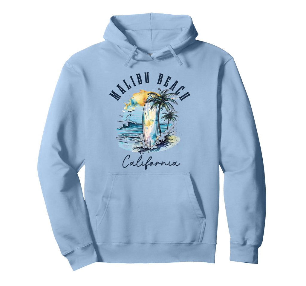 Malibu Beach California Surf Hoodie - Fun Novelty Design for Adults - T-Shirt, Sweatshirt, Hoodie