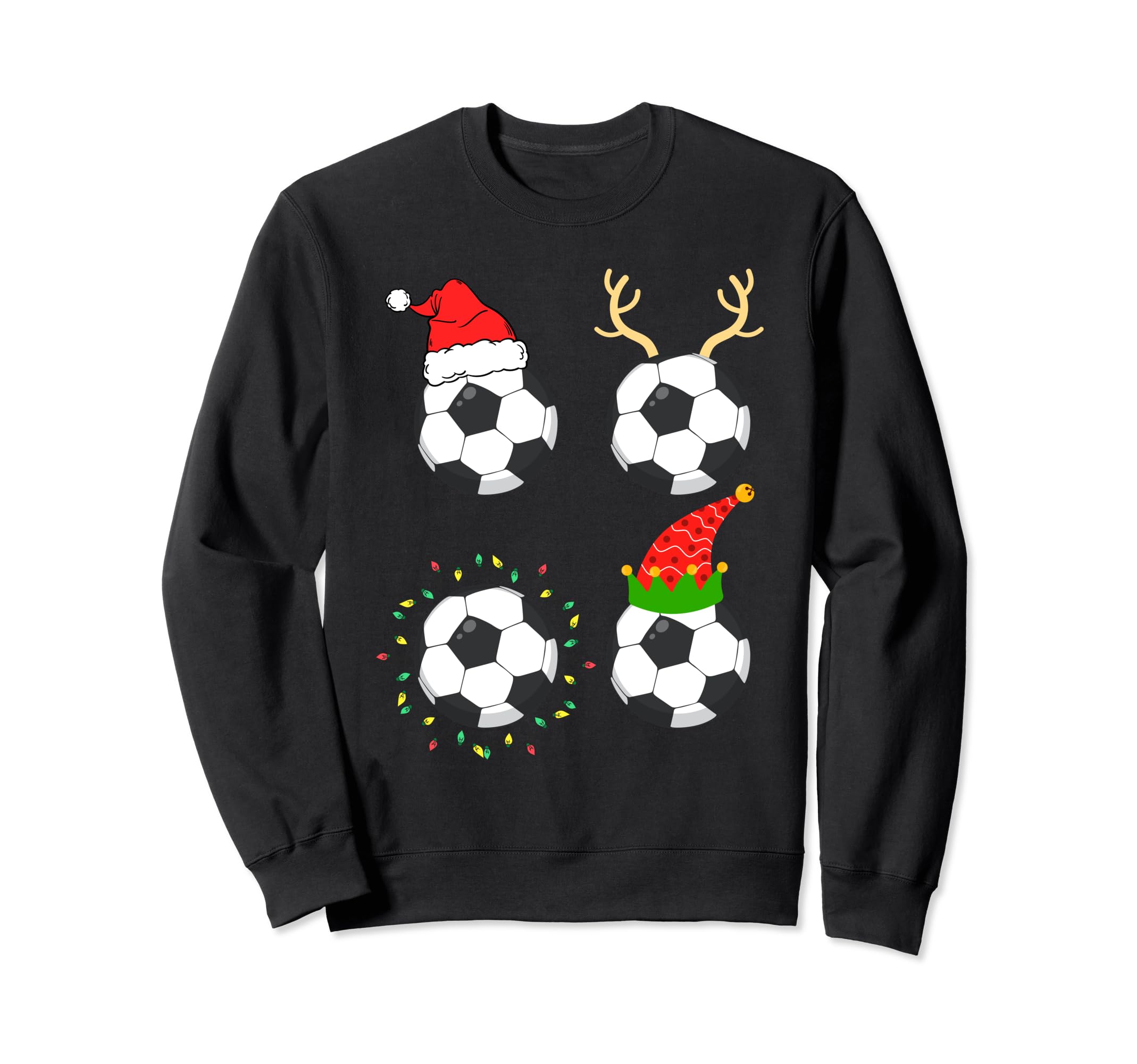 Soccer Ball Santa Hat Reindeer Sweatshirt - Casual Everyday Wear Men Women - T-Shirt, Sweatshirt, Hoodie